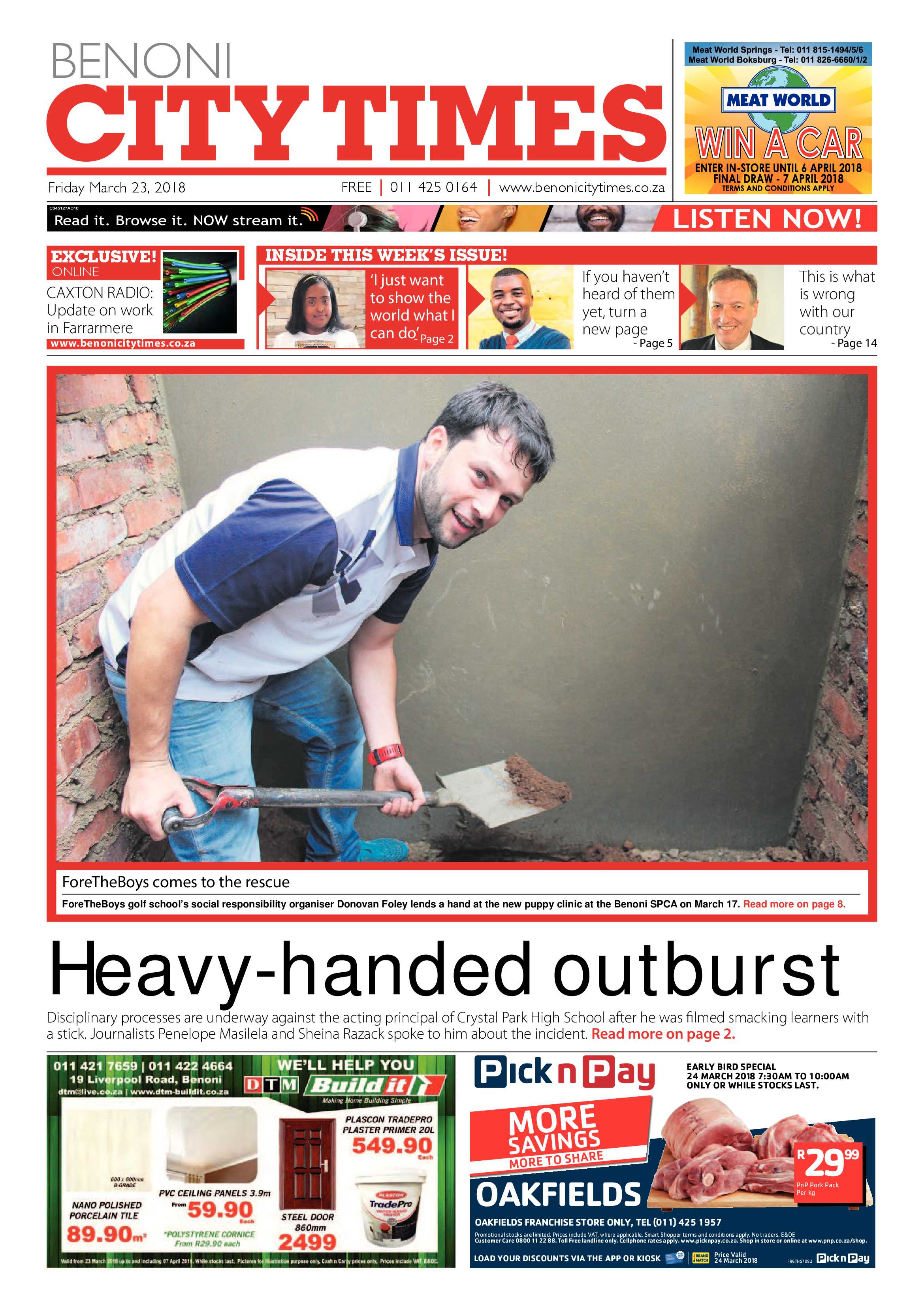 Benoni City Times 22 March 2018 page 1