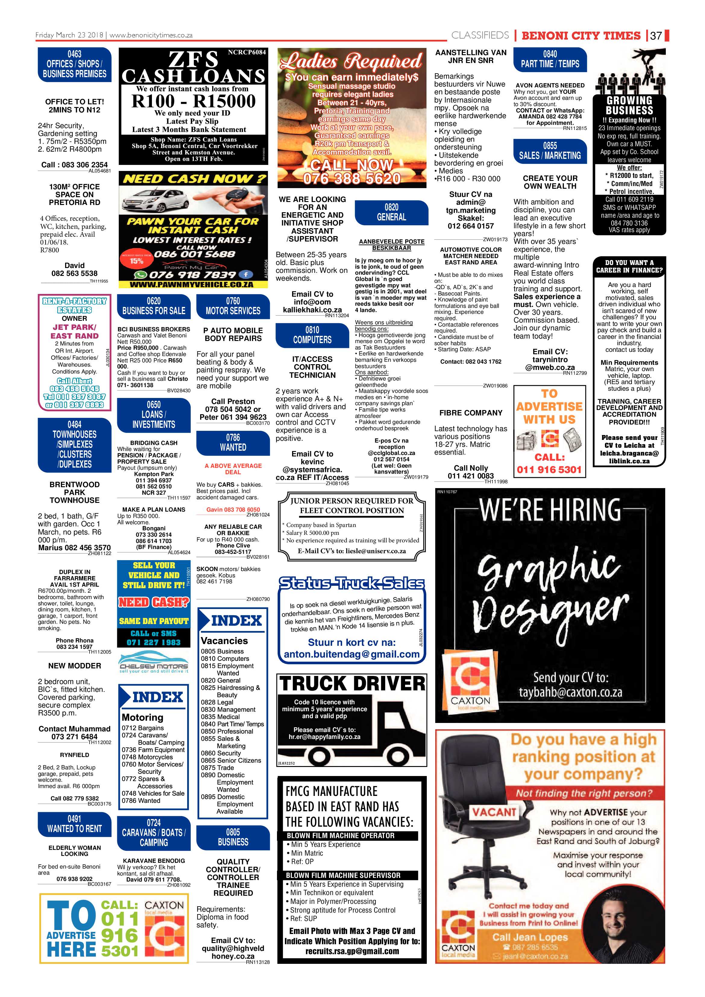Benoni City Times 22 March 2018 page 37