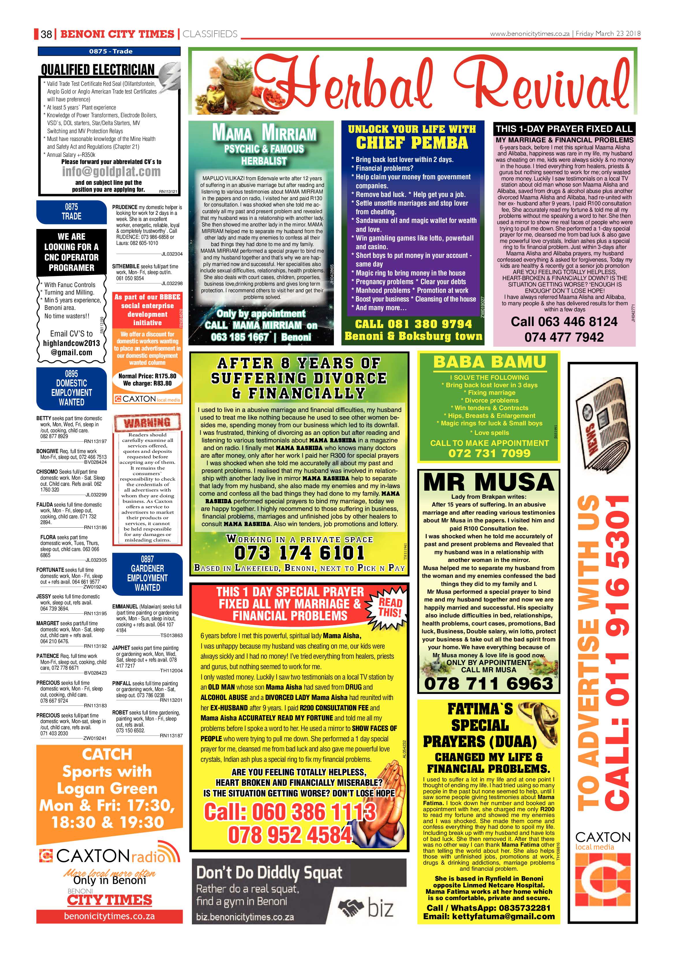 Benoni City Times 22 March 2018 page 38