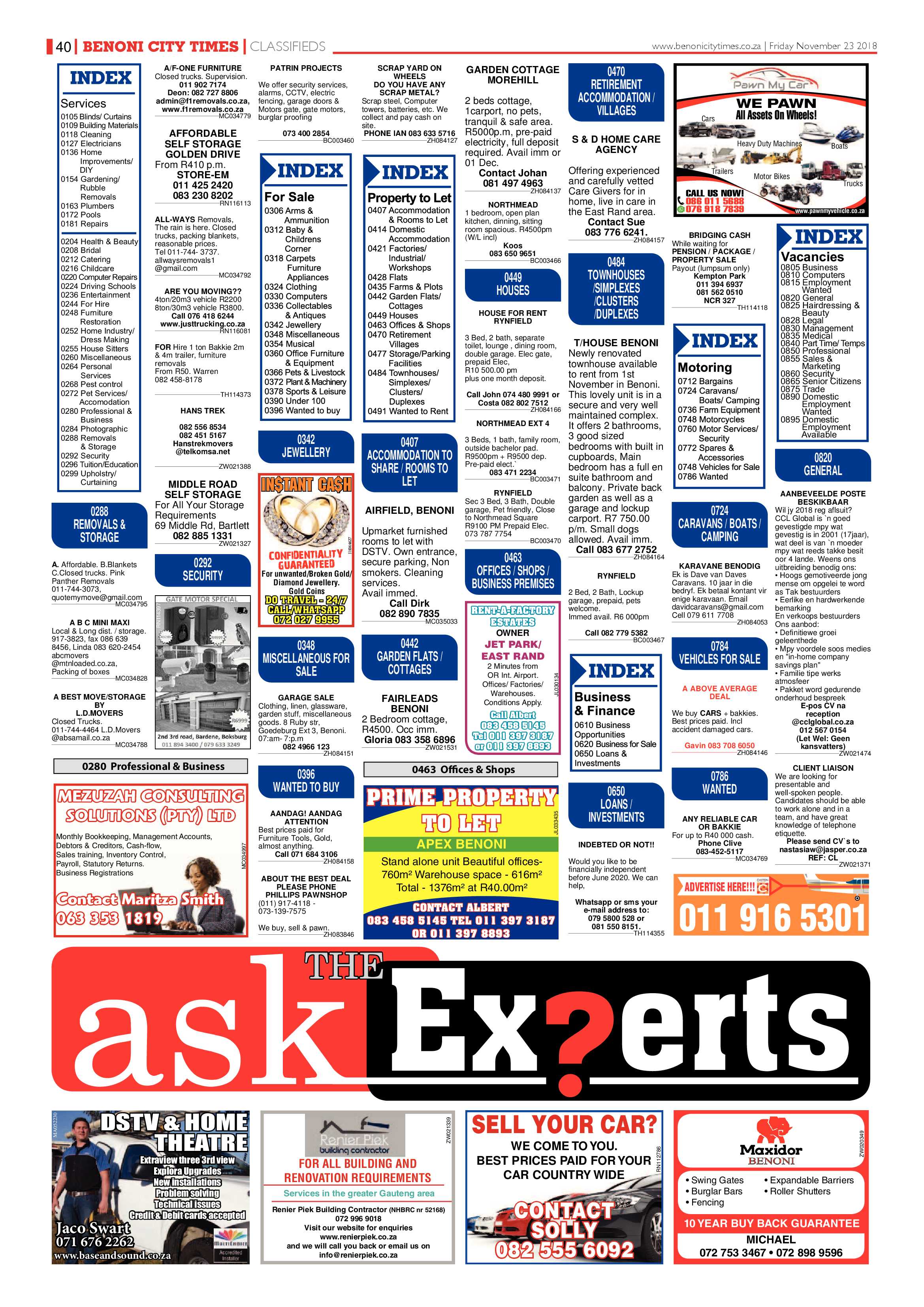 Benoni City Times 22 November 2018 page 40