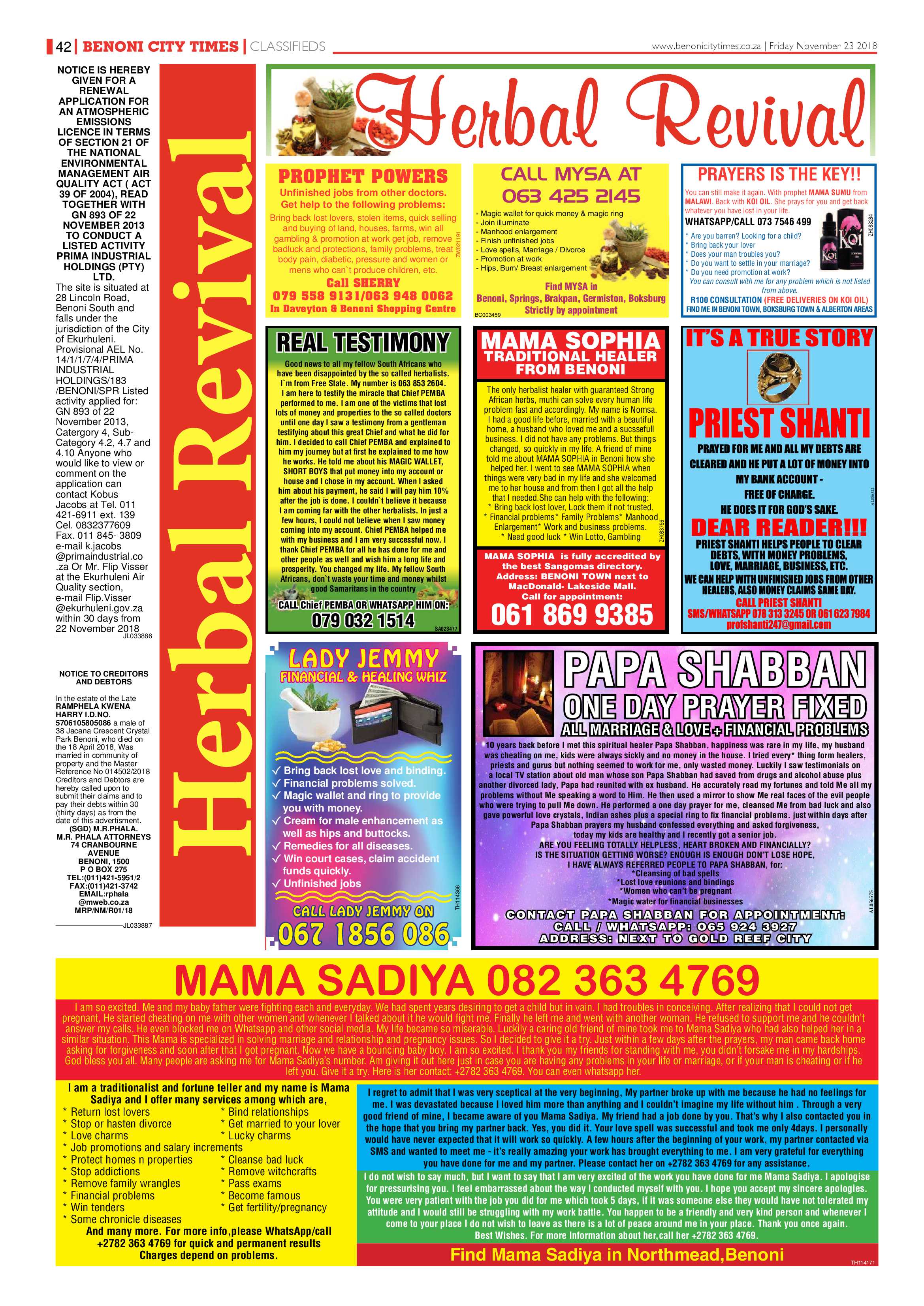 Benoni City Times 22 November 2018 page 42