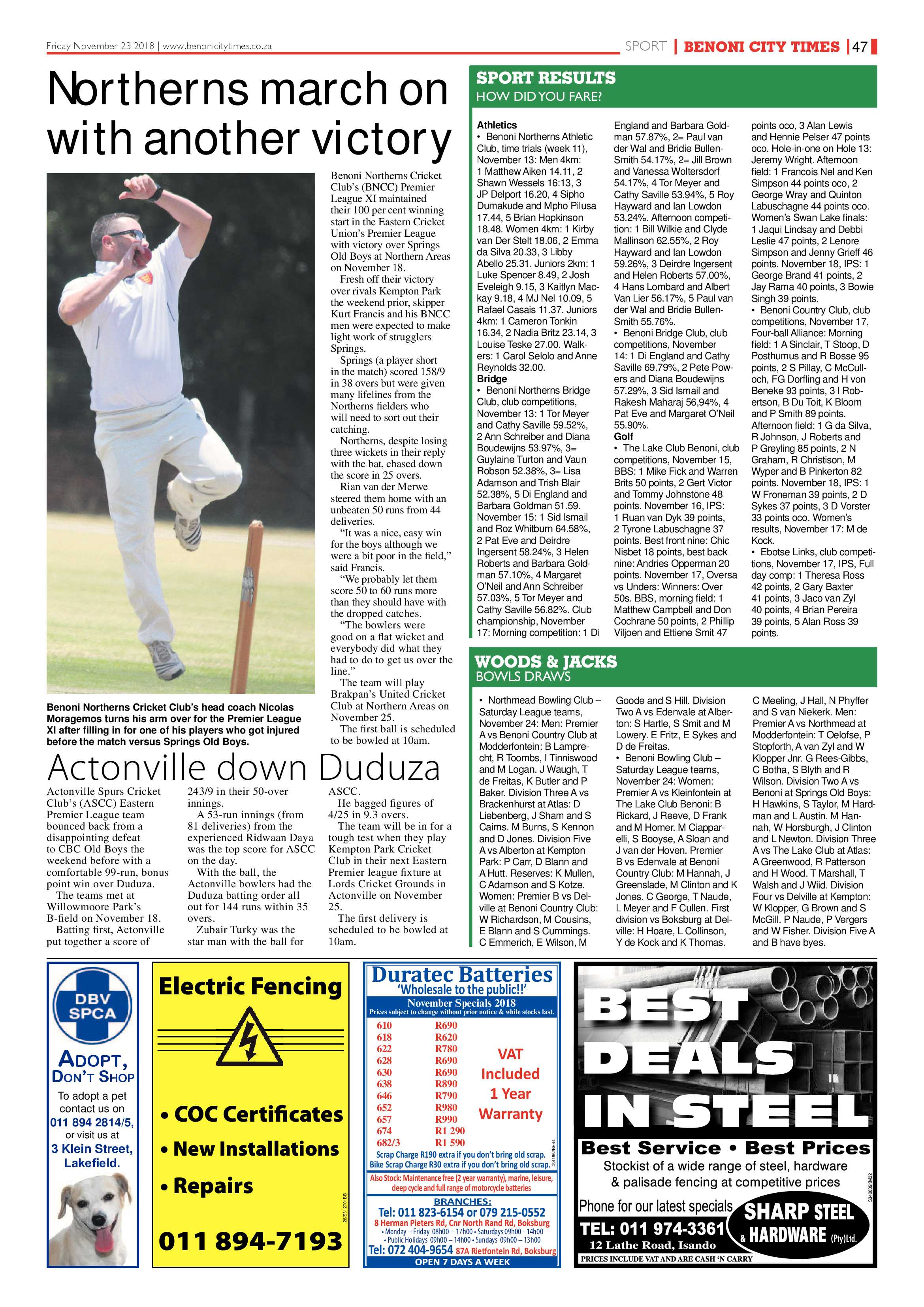 Benoni City Times 22 November 2018 page 47