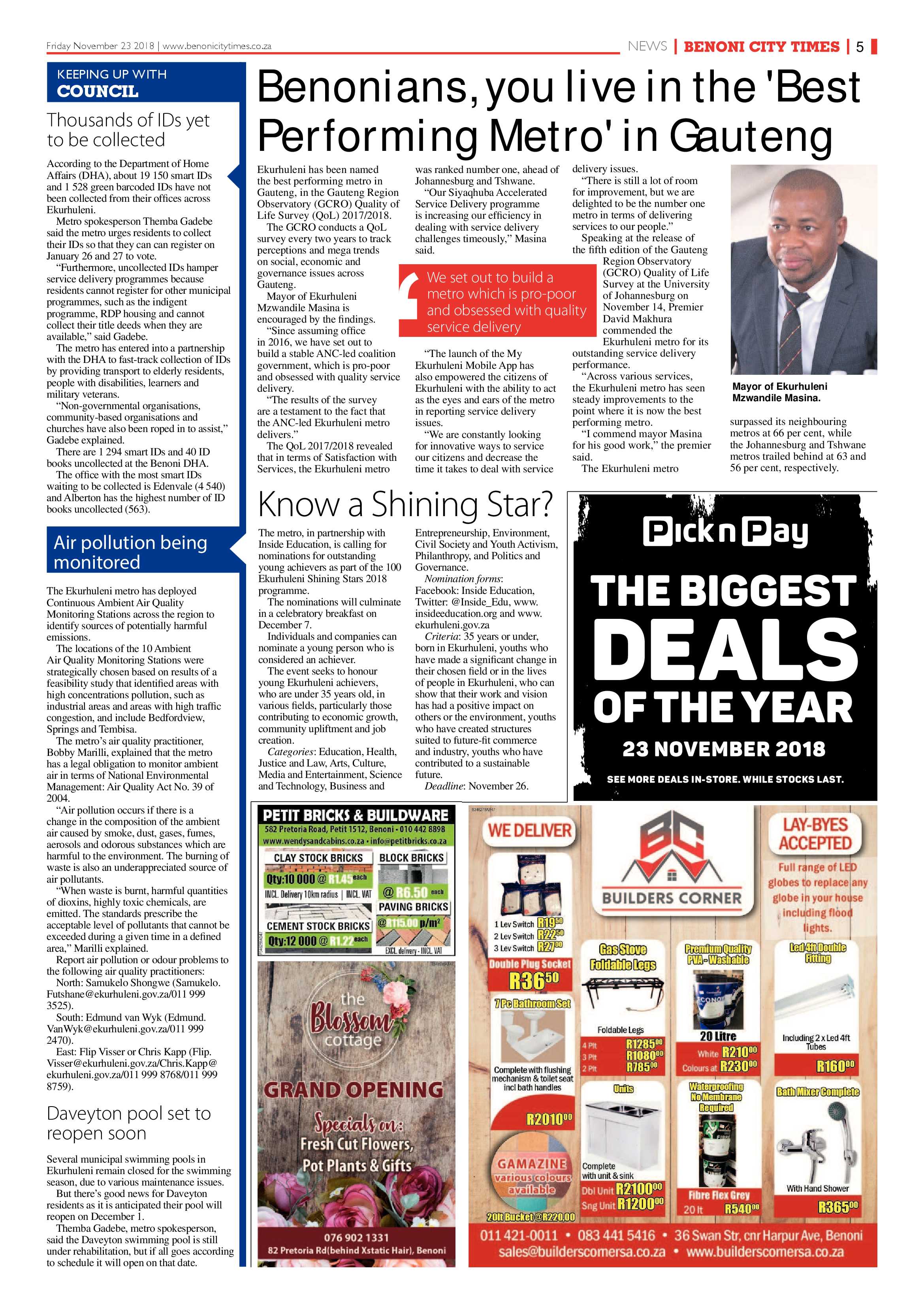 Benoni City Times 22 November 2018 page 5