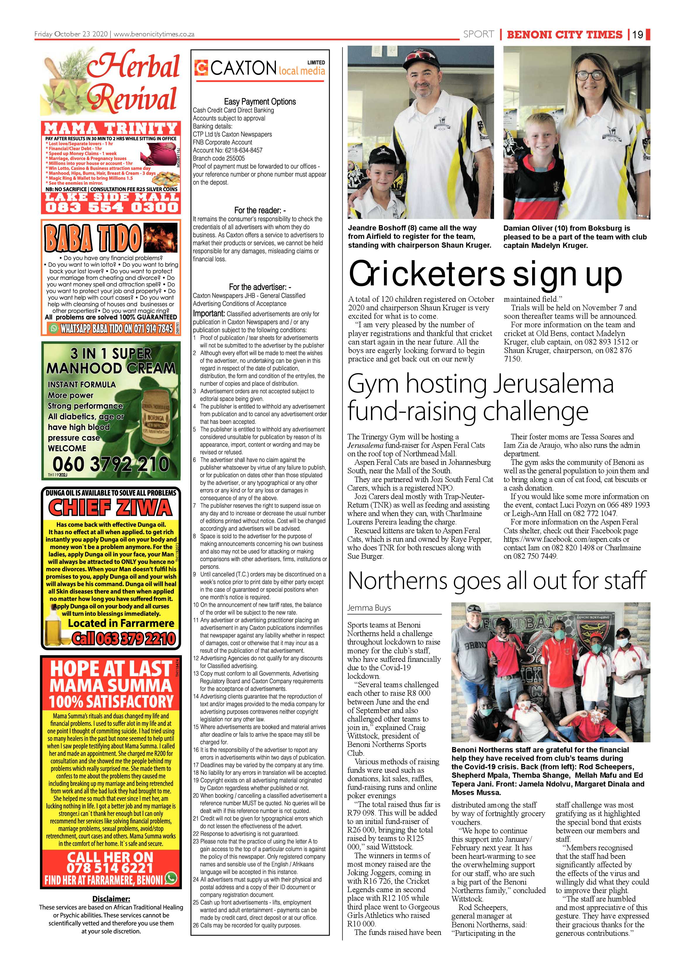 Benoni City Times 22 October 2020 page 19