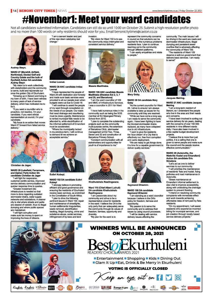 Benoni City Times 22 October 2021 page 14