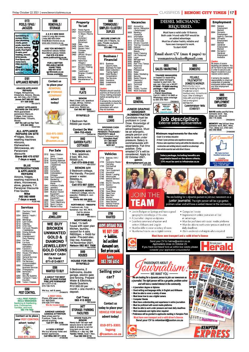 Benoni City Times 22 October 2021 page 17