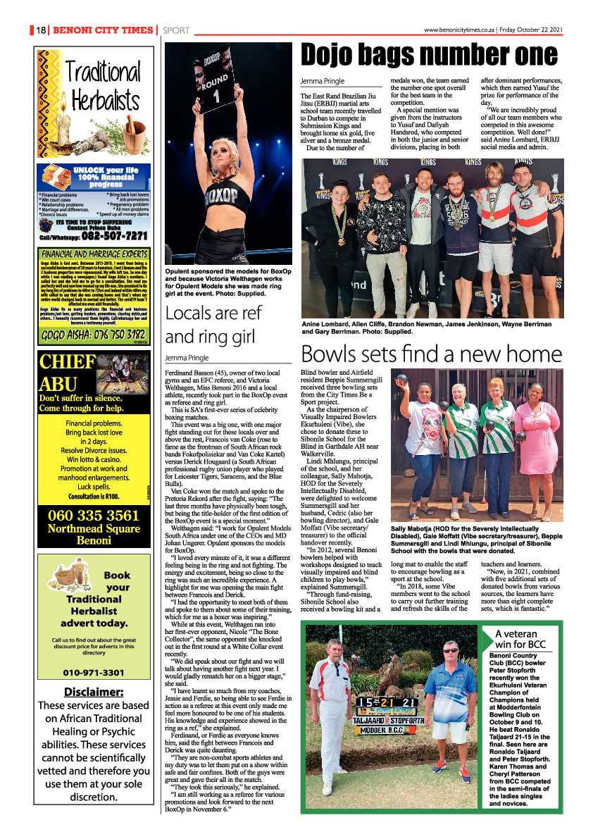Benoni City Times 22 October 2021 page 18