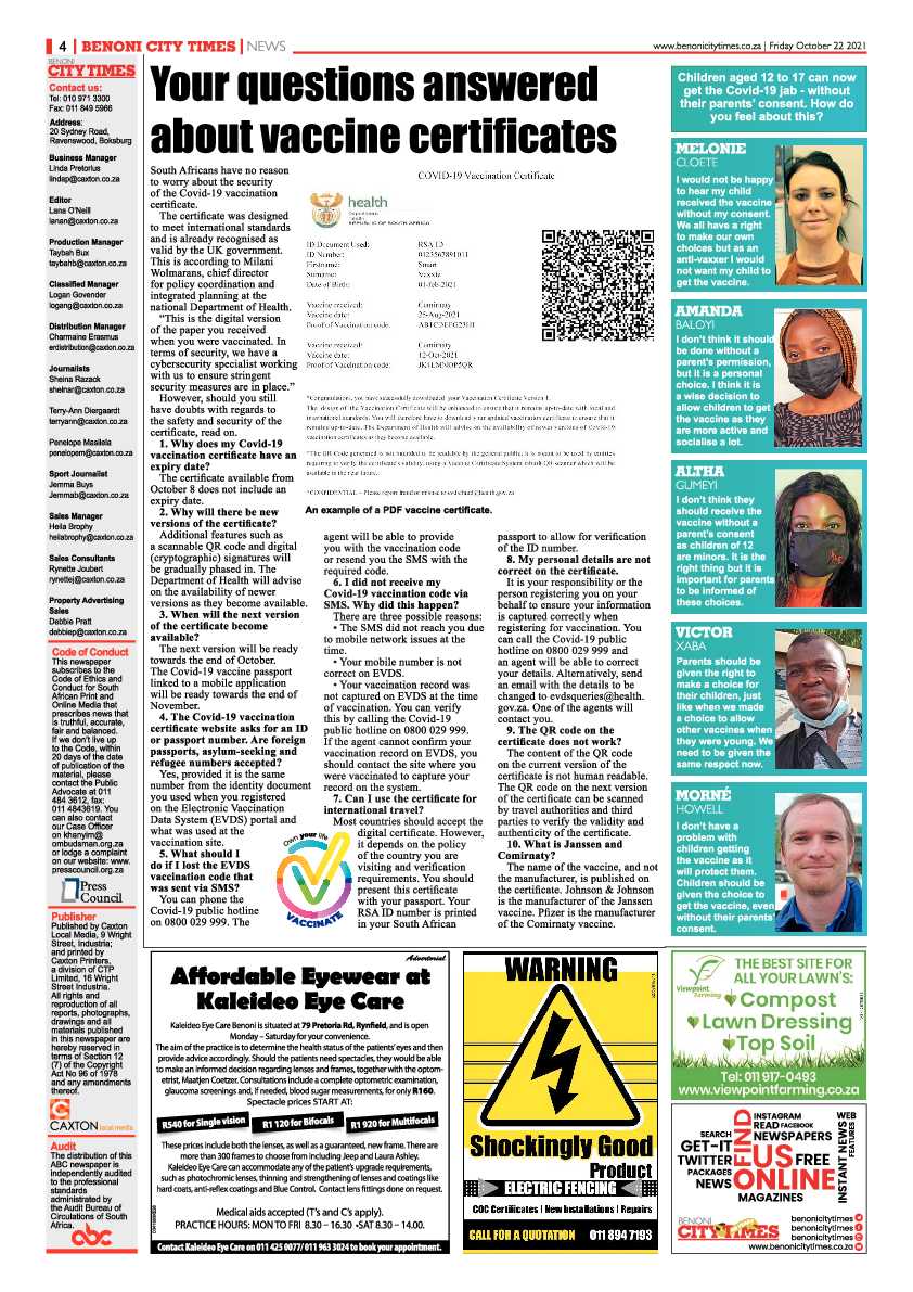 Benoni City Times 22 October 2021 page 4