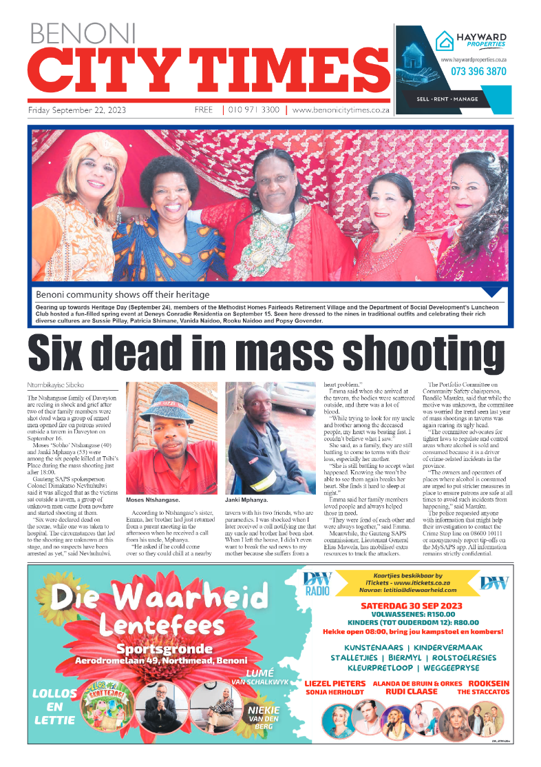 Benoni City Times 22 September 2023 page 1