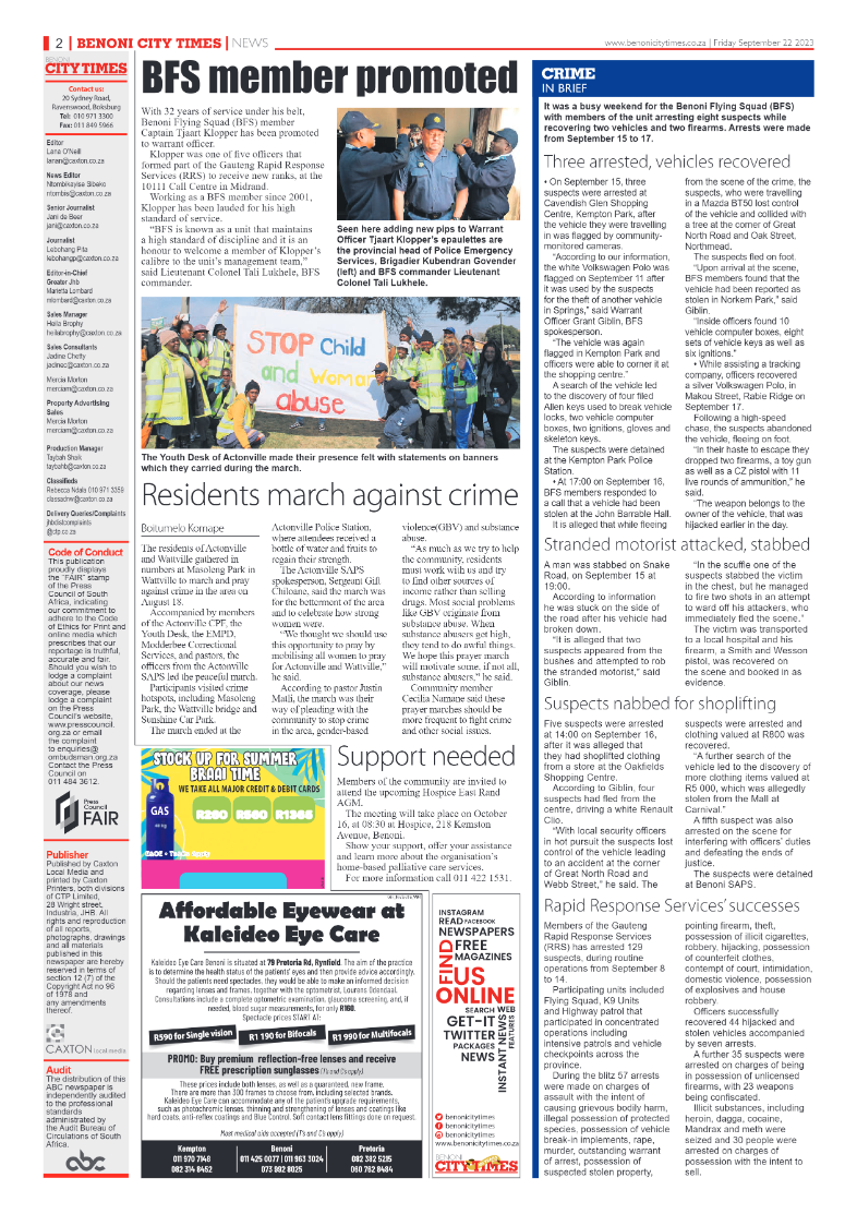 Benoni City Times 22 September 2023 page 2