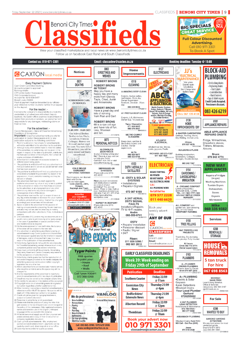 Benoni City Times 22 September 2023 page 9