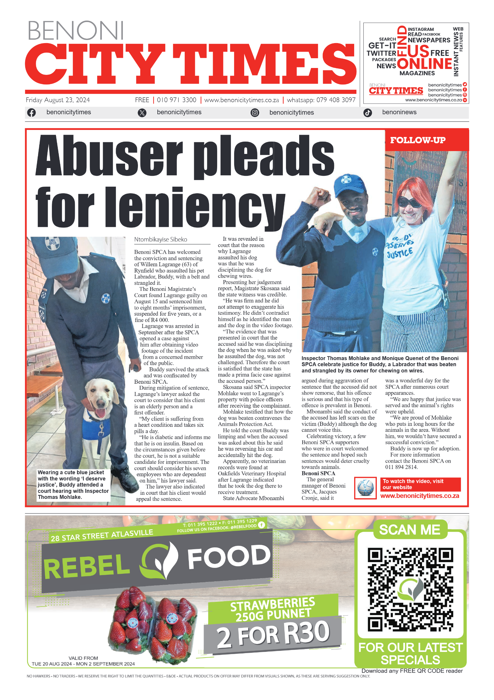 Benoni City Times 23 August 2024 page 1