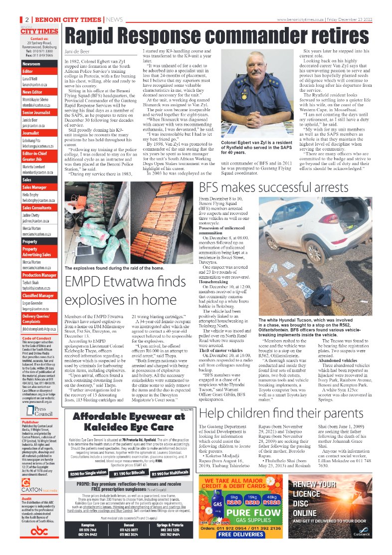 Benoni City Times 23 Dec 2022 page 2