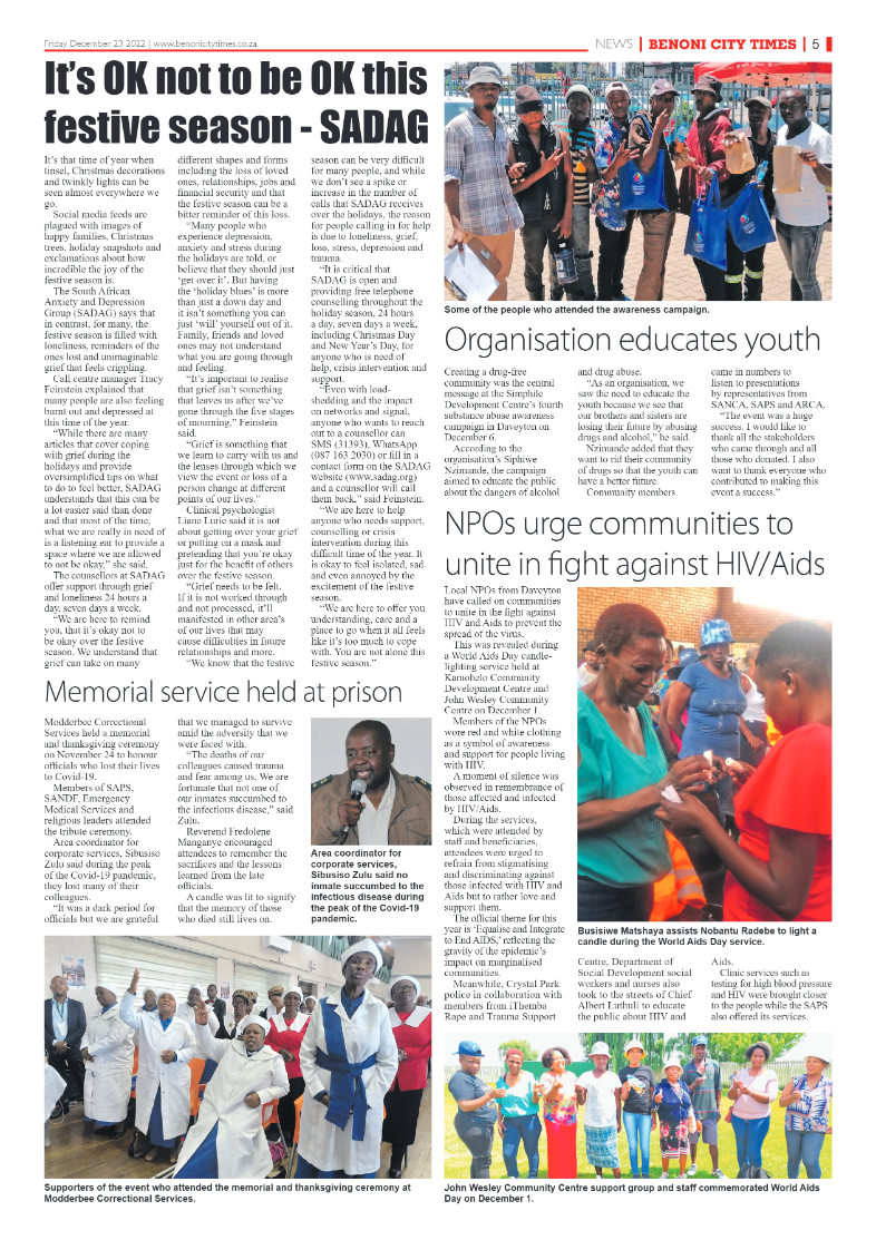 Benoni City Times 23 Dec 2022 page 5