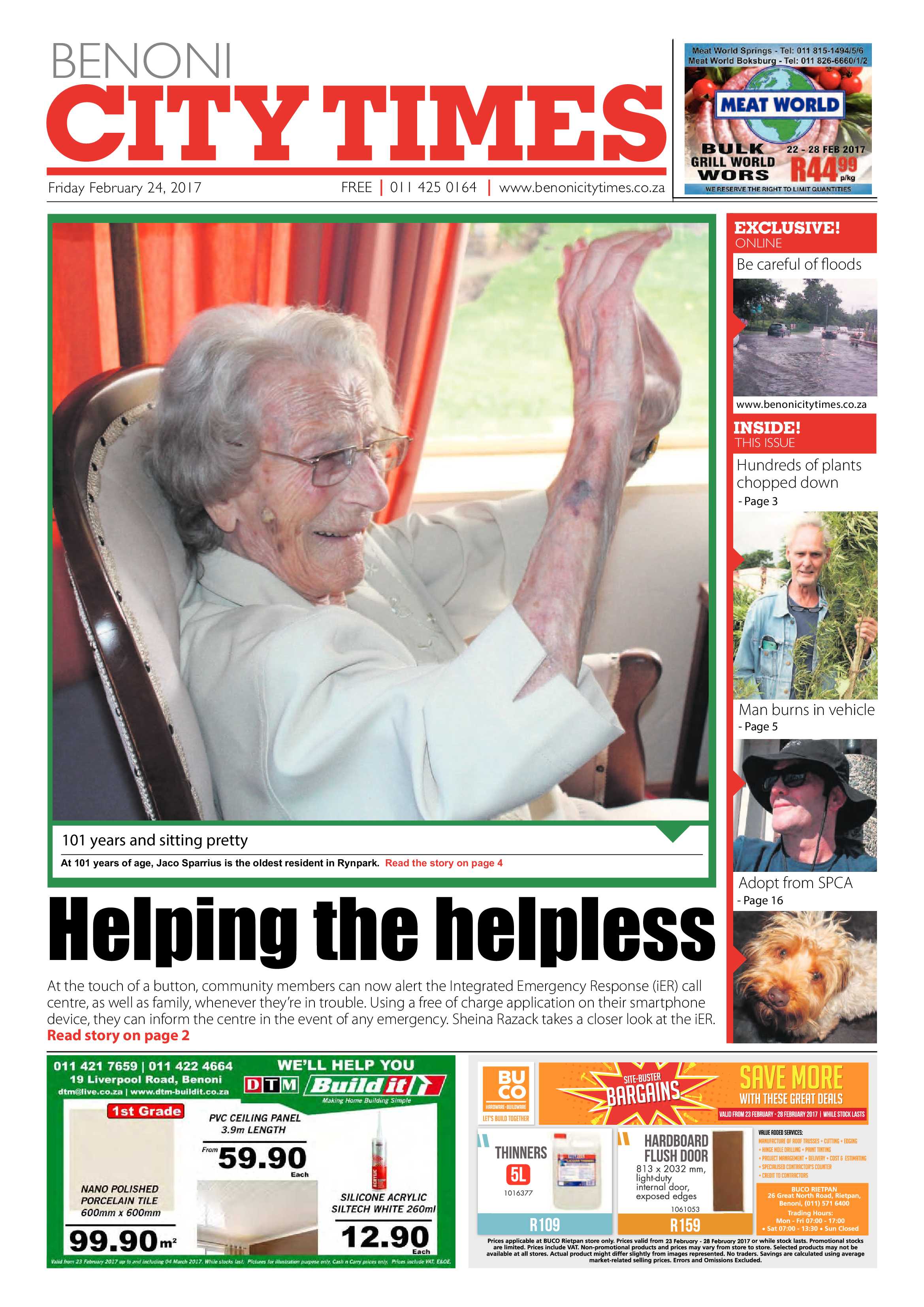 Benoni City Times 23 February 2017 page 1