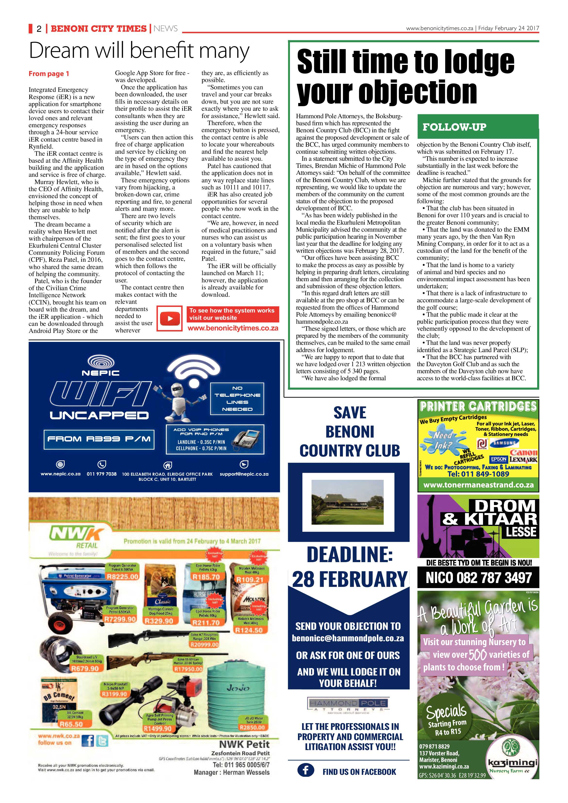 Benoni City Times 23 February 2017 page 2
