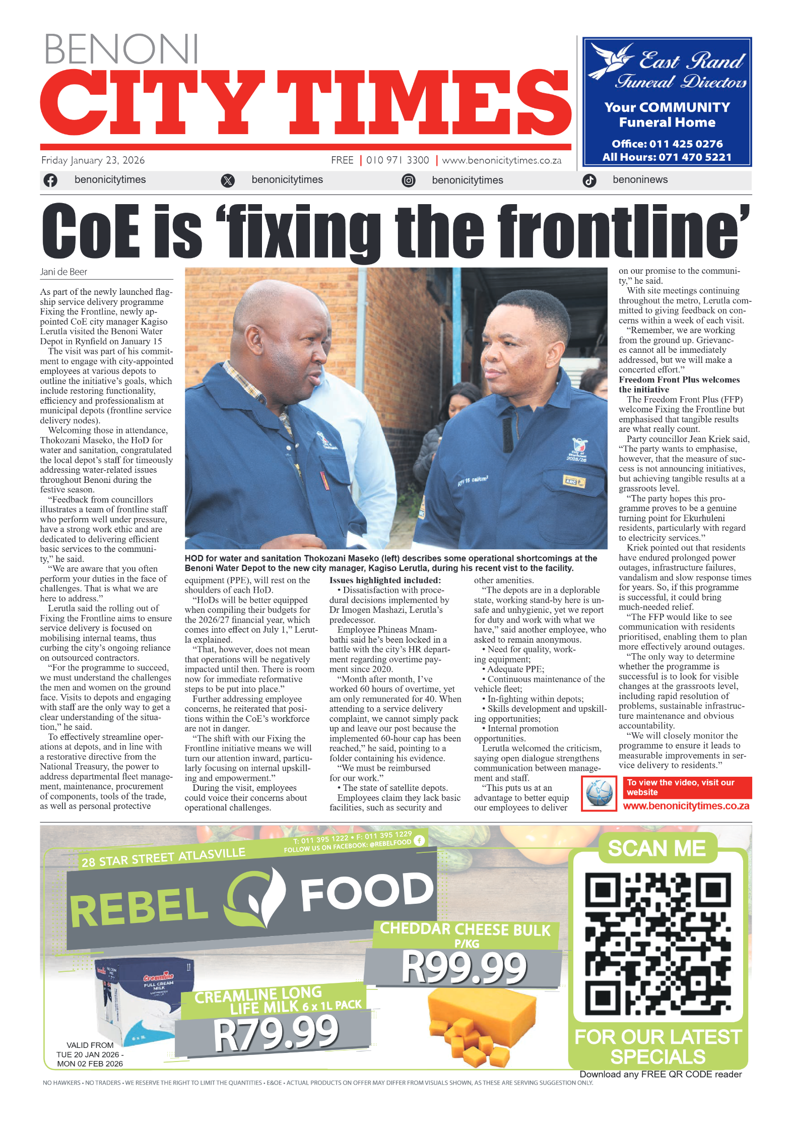 Benoni City Times 23 January 2026 page 1