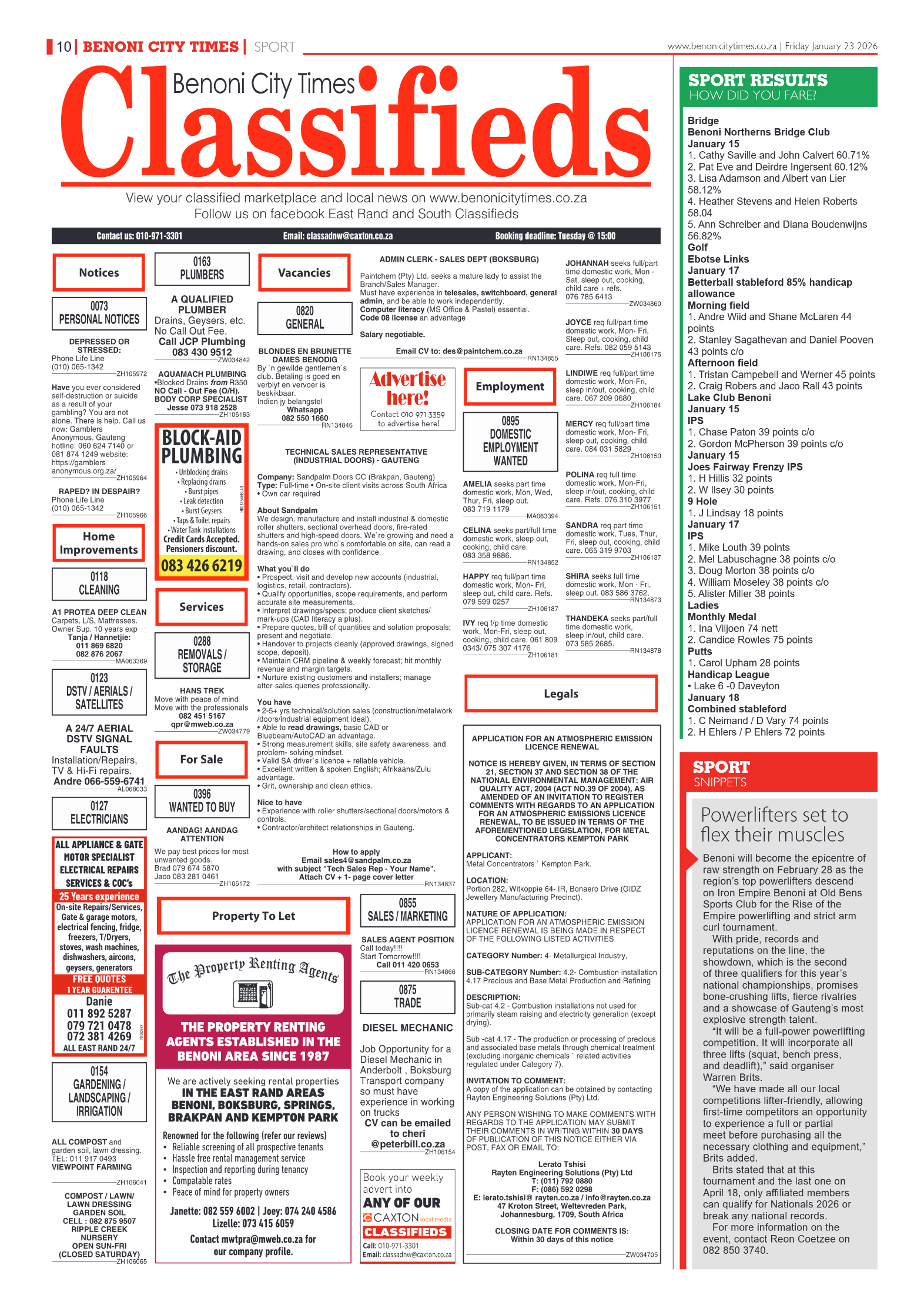 Benoni City Times 23 January 2026 page 10