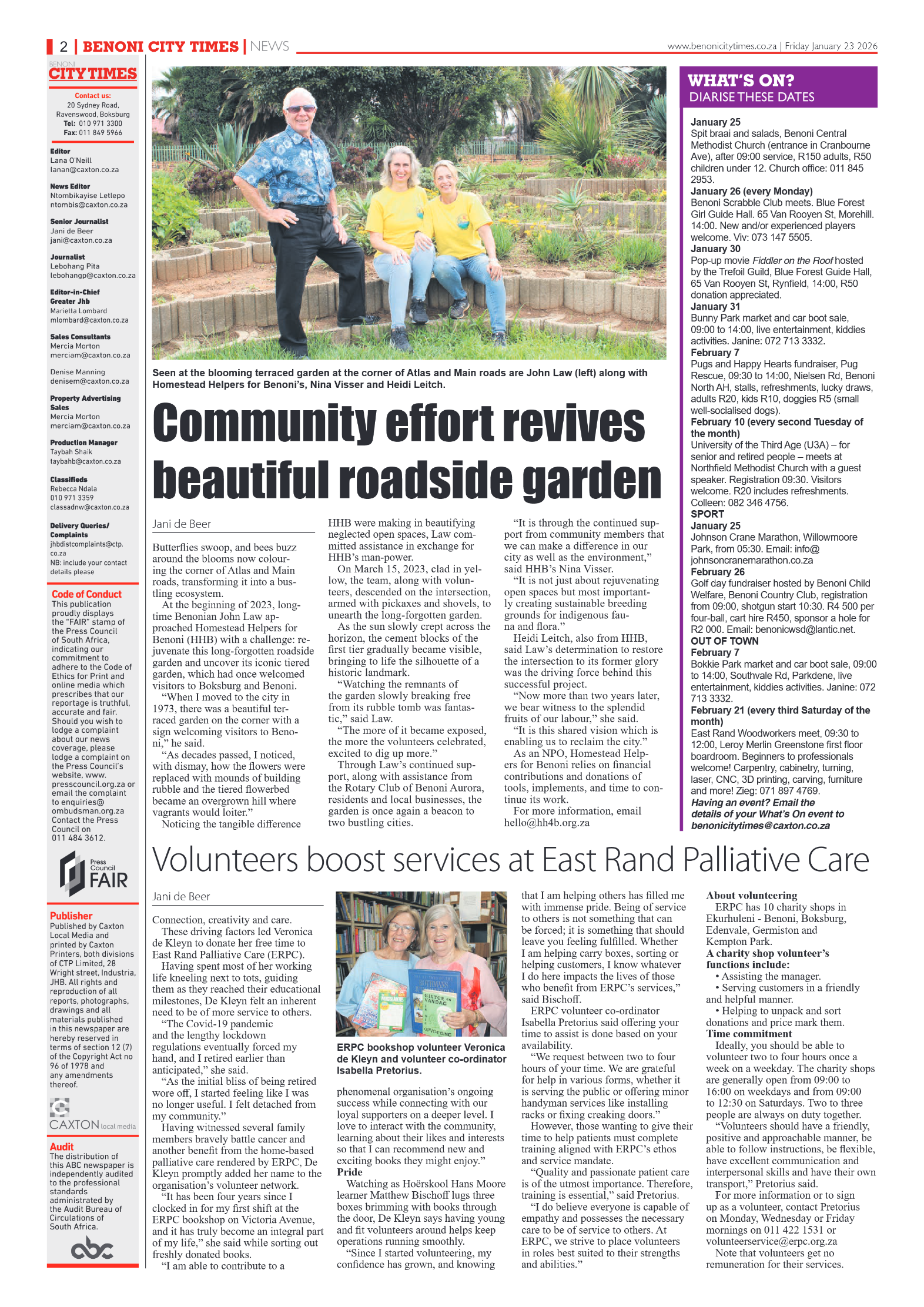 Benoni City Times 23 January 2026 page 2