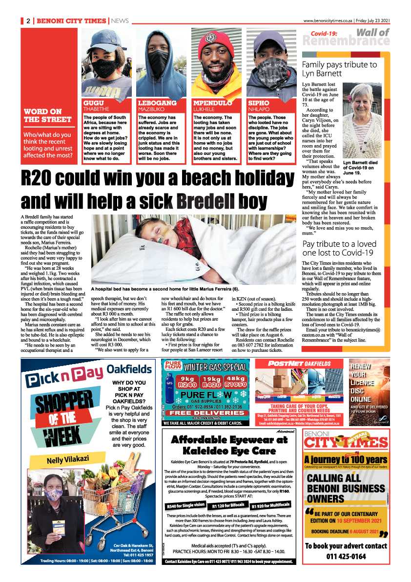 Benoni City Times 23 July 2021 page 2