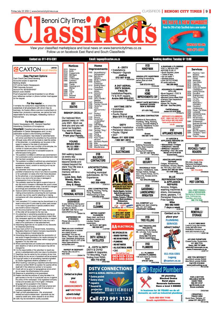 Benoni City Times 23 July 2021 page 9