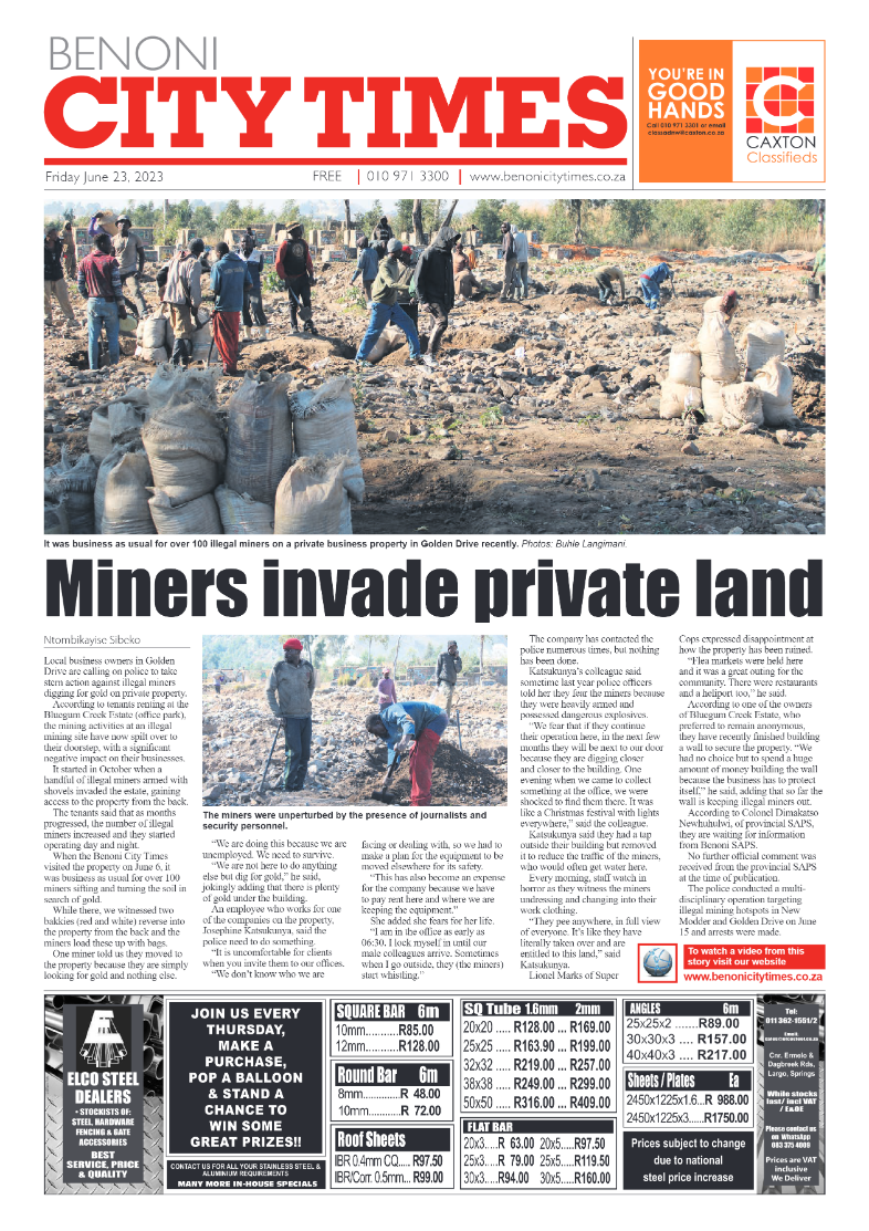 Benoni City Times 23 June 2023 page 1