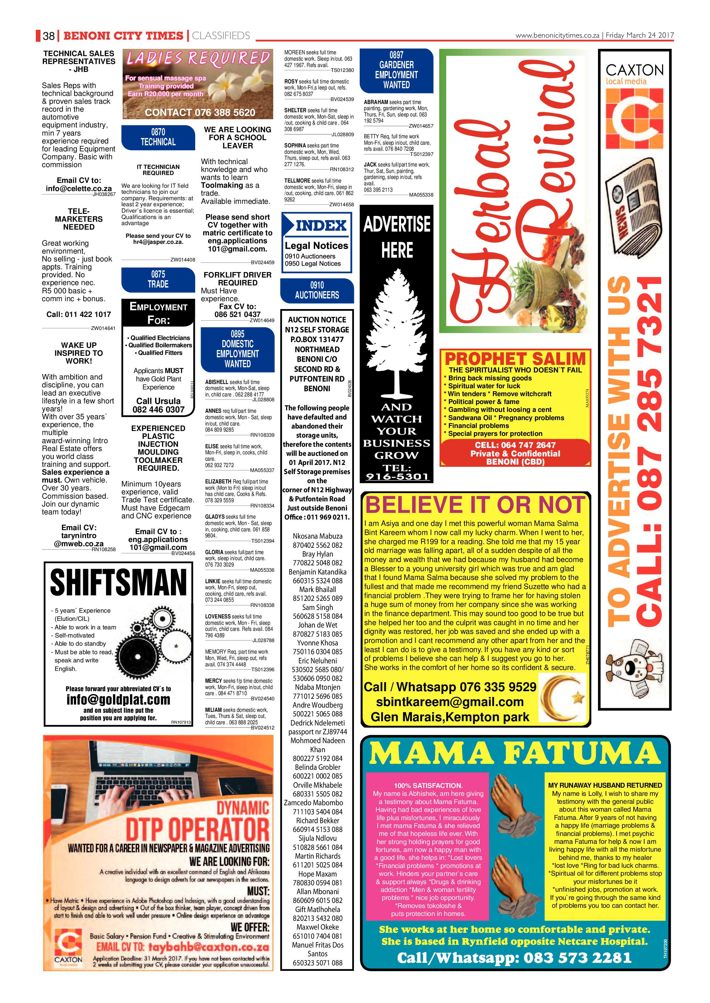 Benoni City Times 23 March 2017 page 38