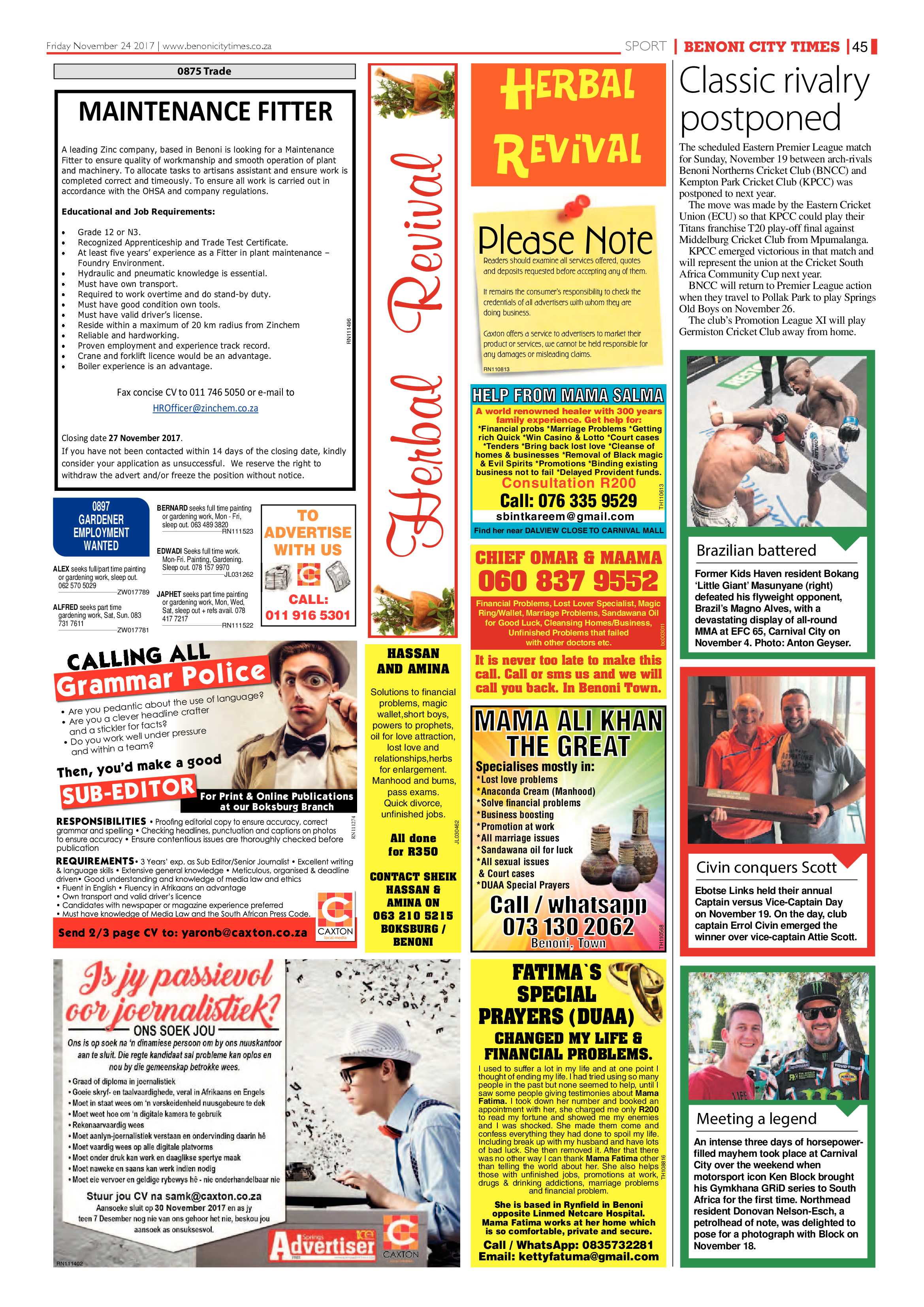 Benoni City Times 23 November 2017 page 47