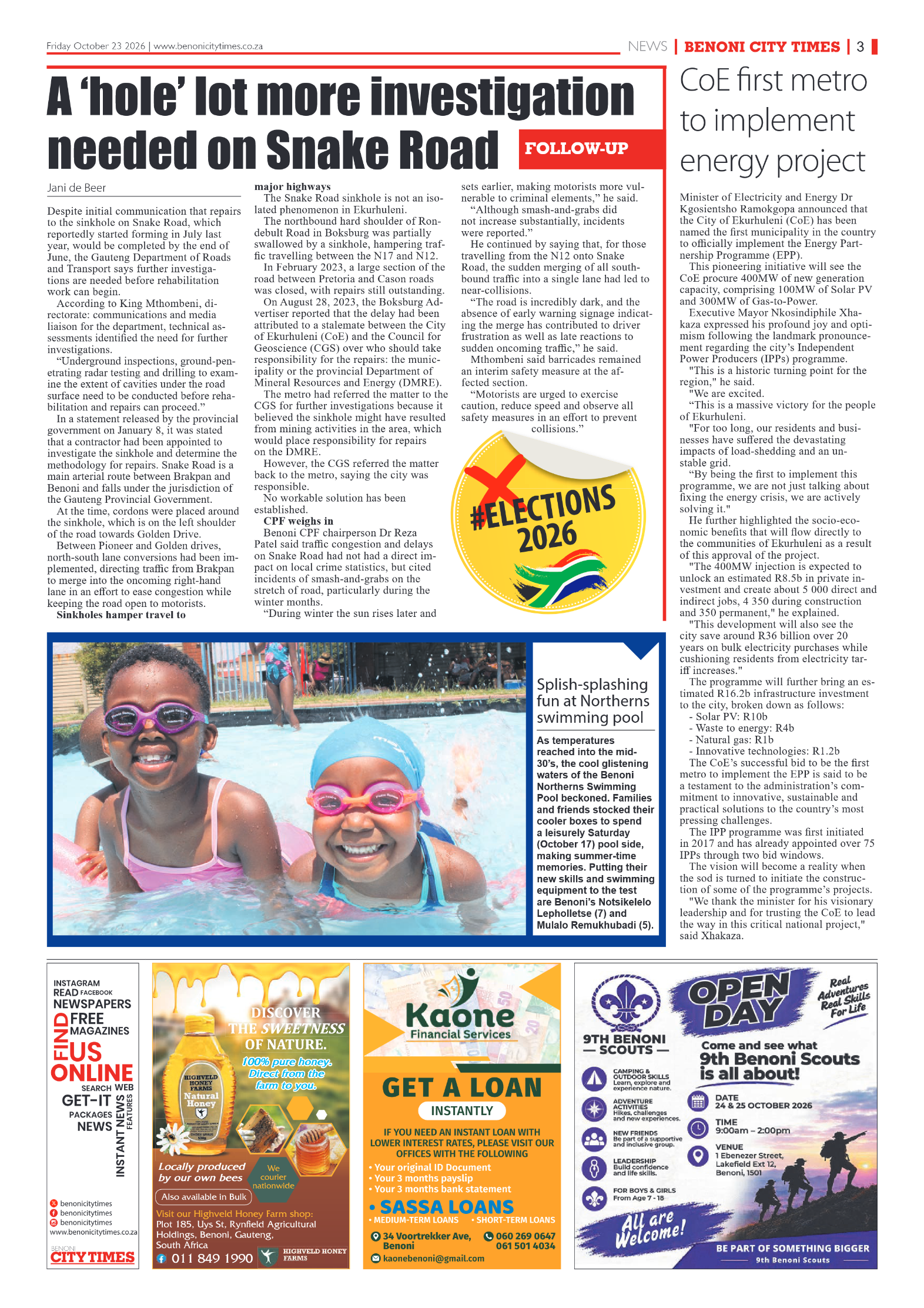 Benoni City Times 23 October 2026 page 3