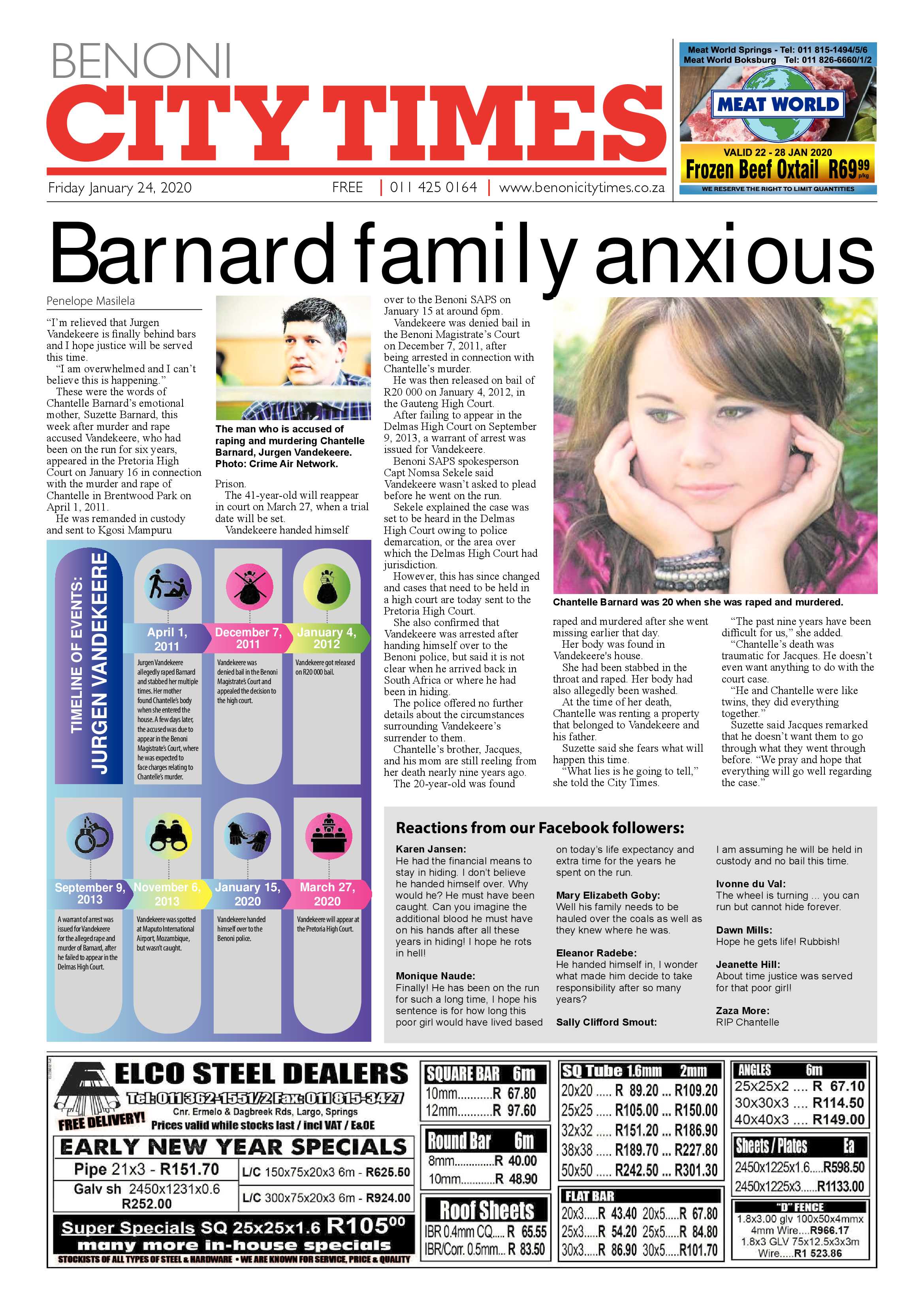 Benoni City Times 23 january 2020 page 1