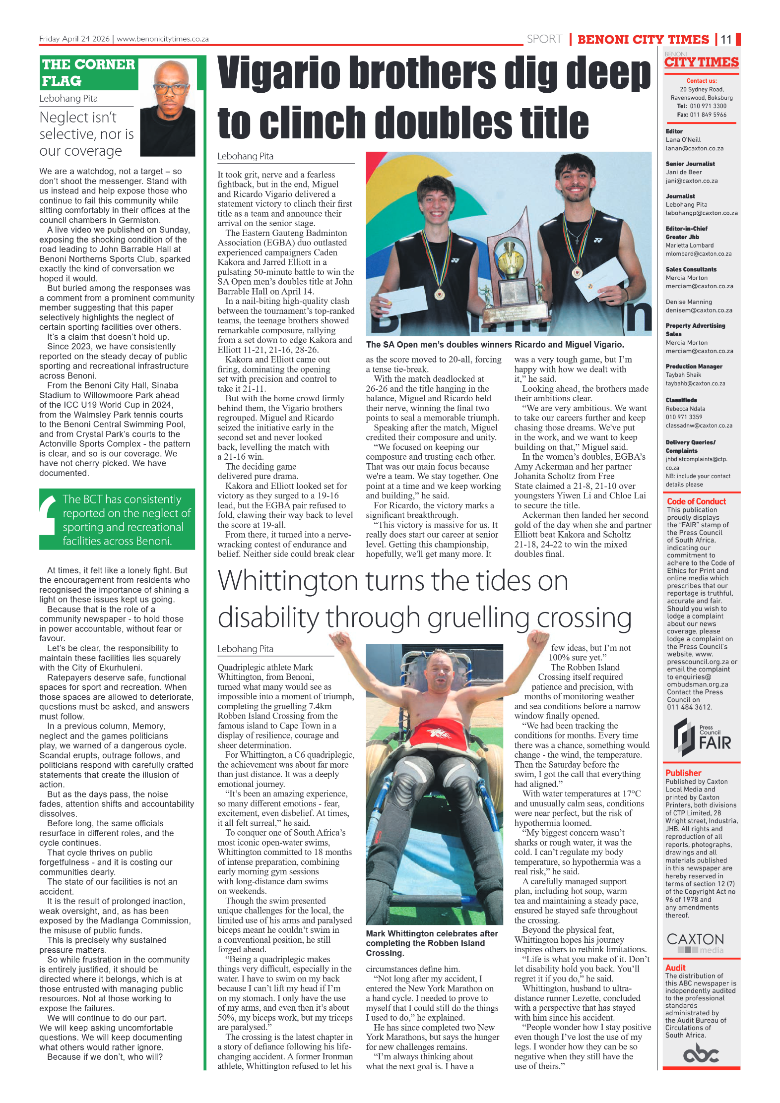 Benoni City Times 24 April 2026 page 11
