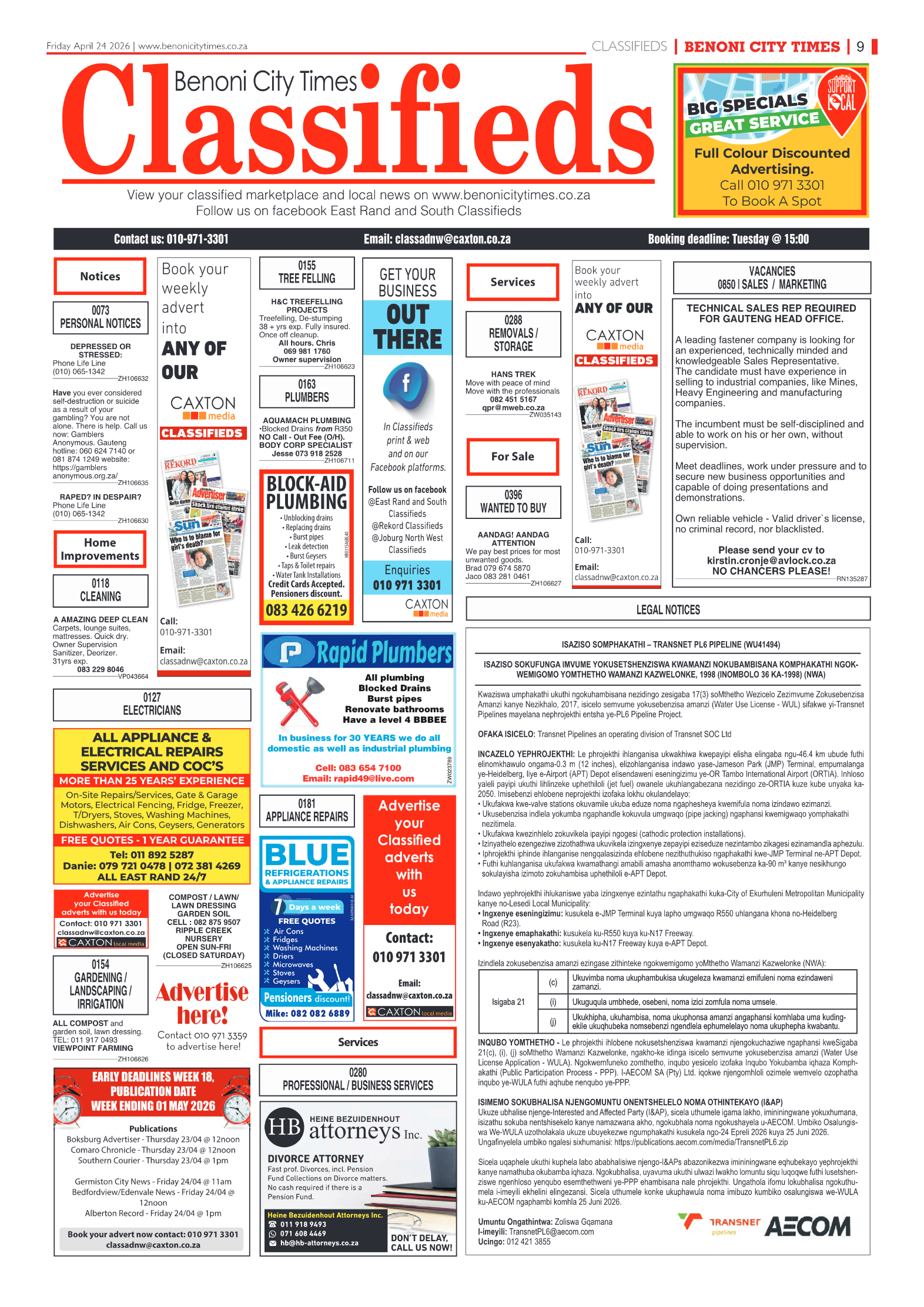 Benoni City Times 24 April 2026 page 9
