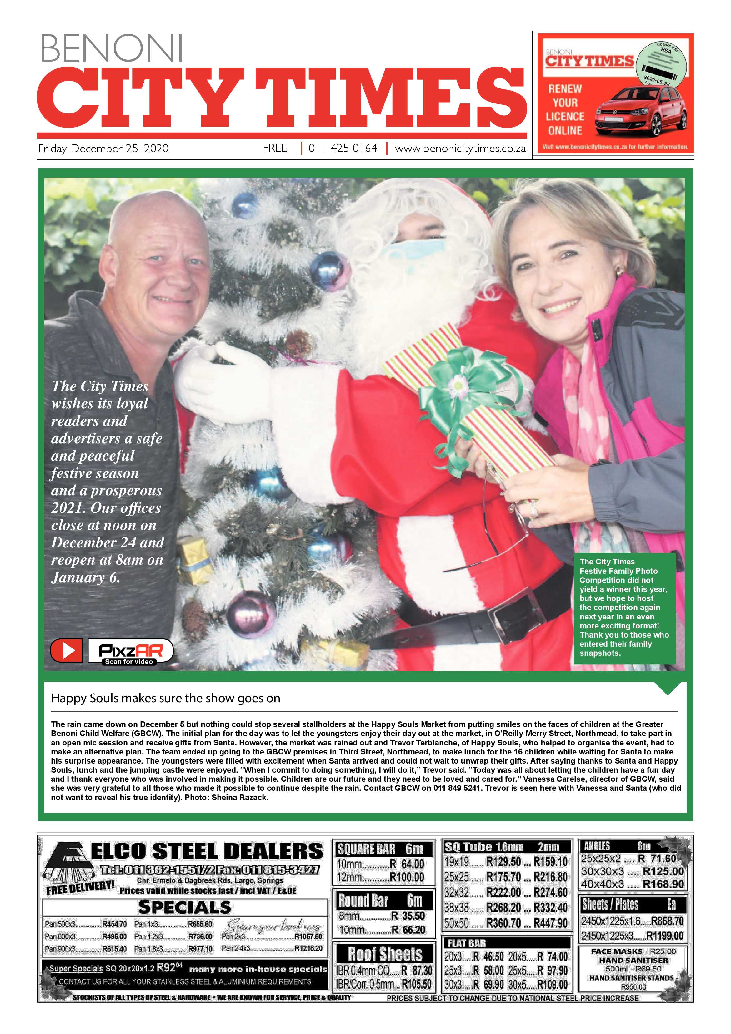 Benoni City Times 24 December 2020 page 1