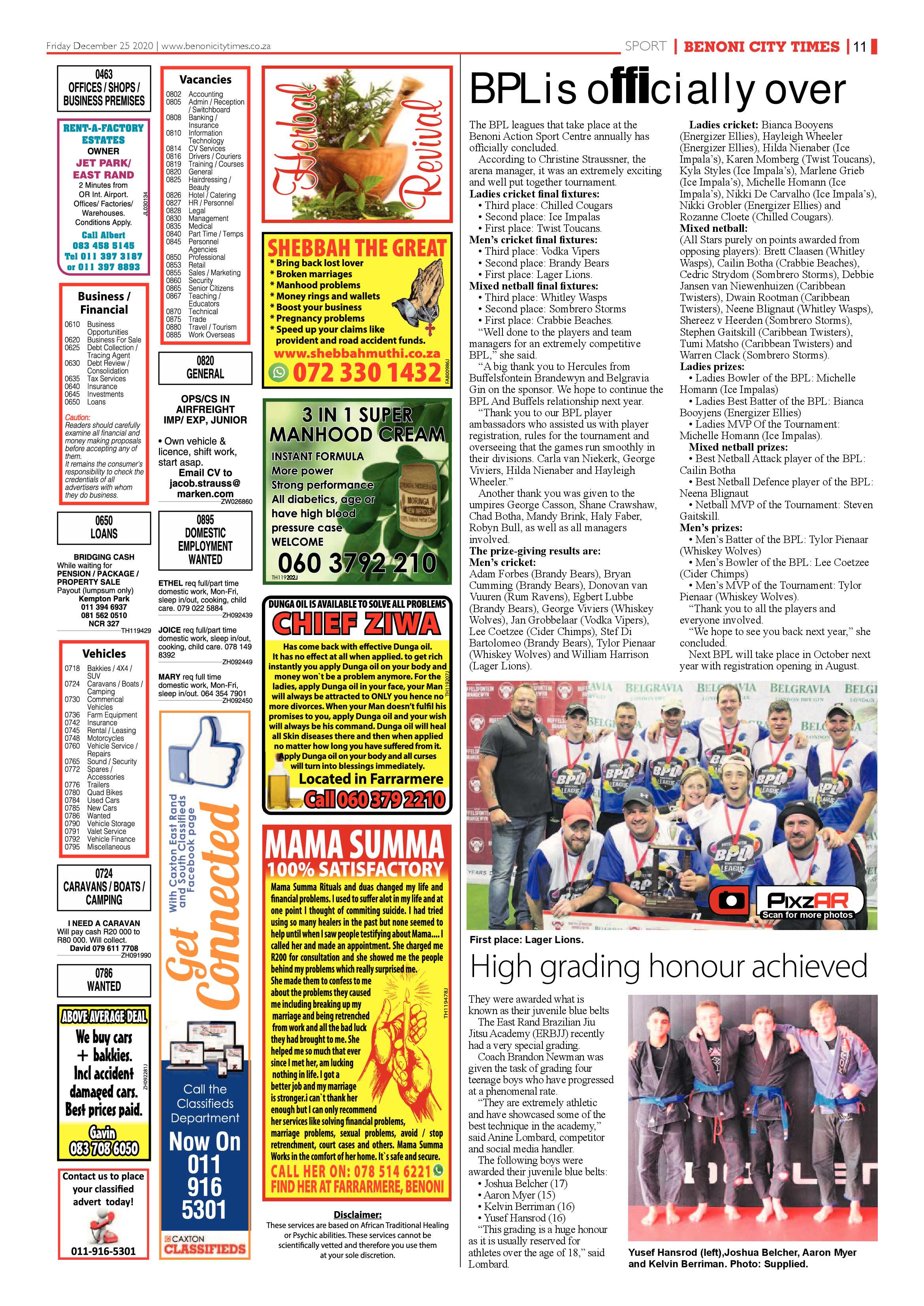 Benoni City Times 24 December 2020 page 11