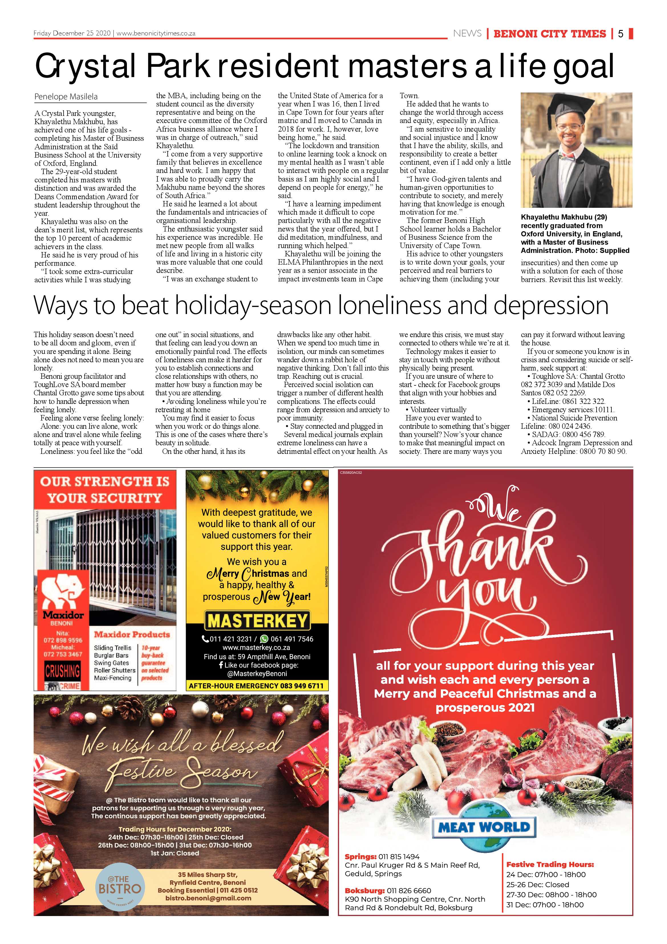 Benoni City Times 24 December 2020 page 5