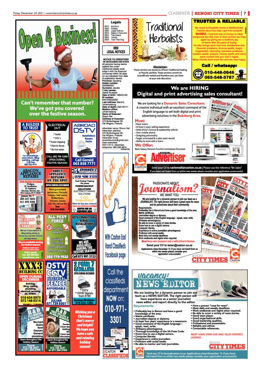 Benoni City Times 24 December 2021 page 7