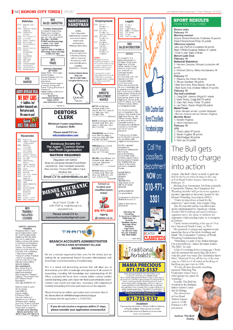 Benoni City Times 24 February 2023 page 14