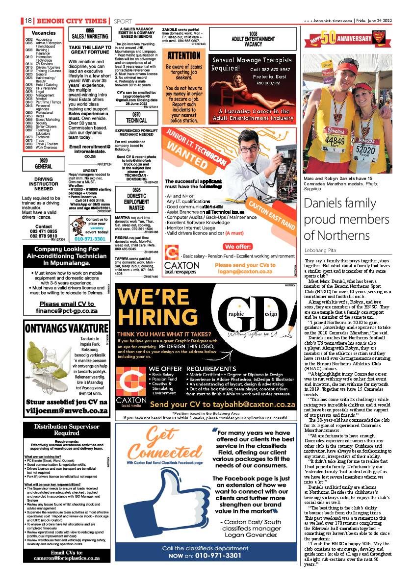 Benoni City Times 24 June 2022 page 18
