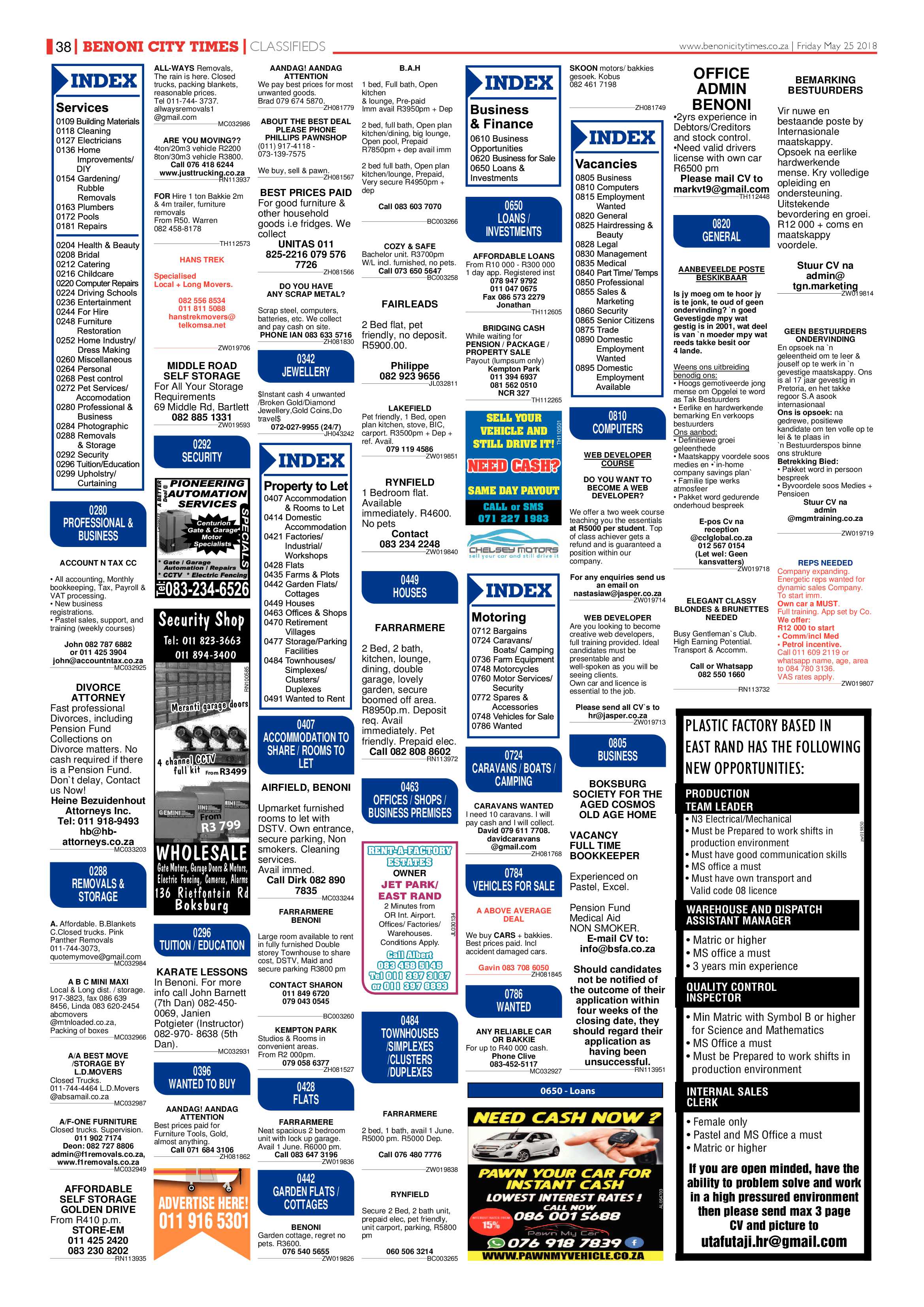Benoni City Times 24 May 2018 page 38