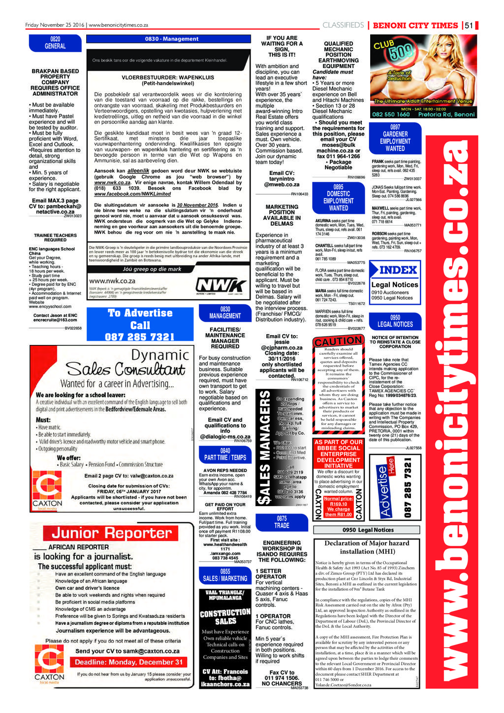 Benoni City Times 24 November 2016 page 55
