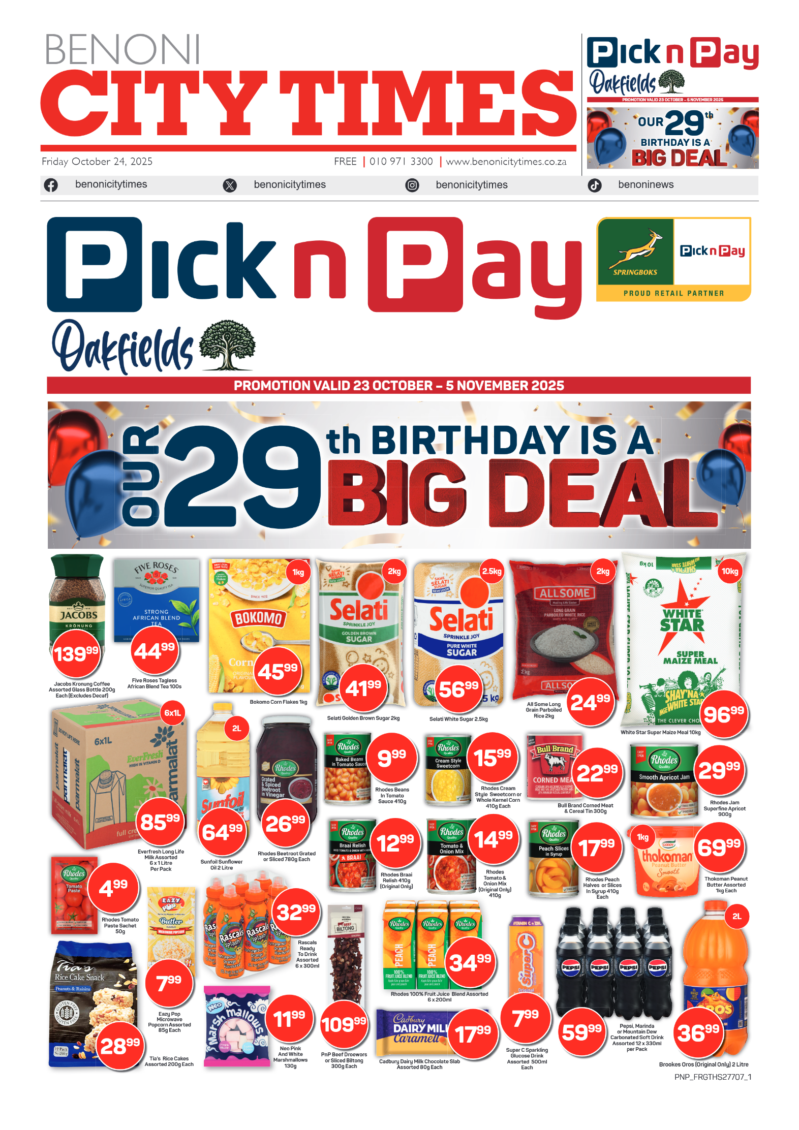 Benoni City Times 24 October 2025 page 1