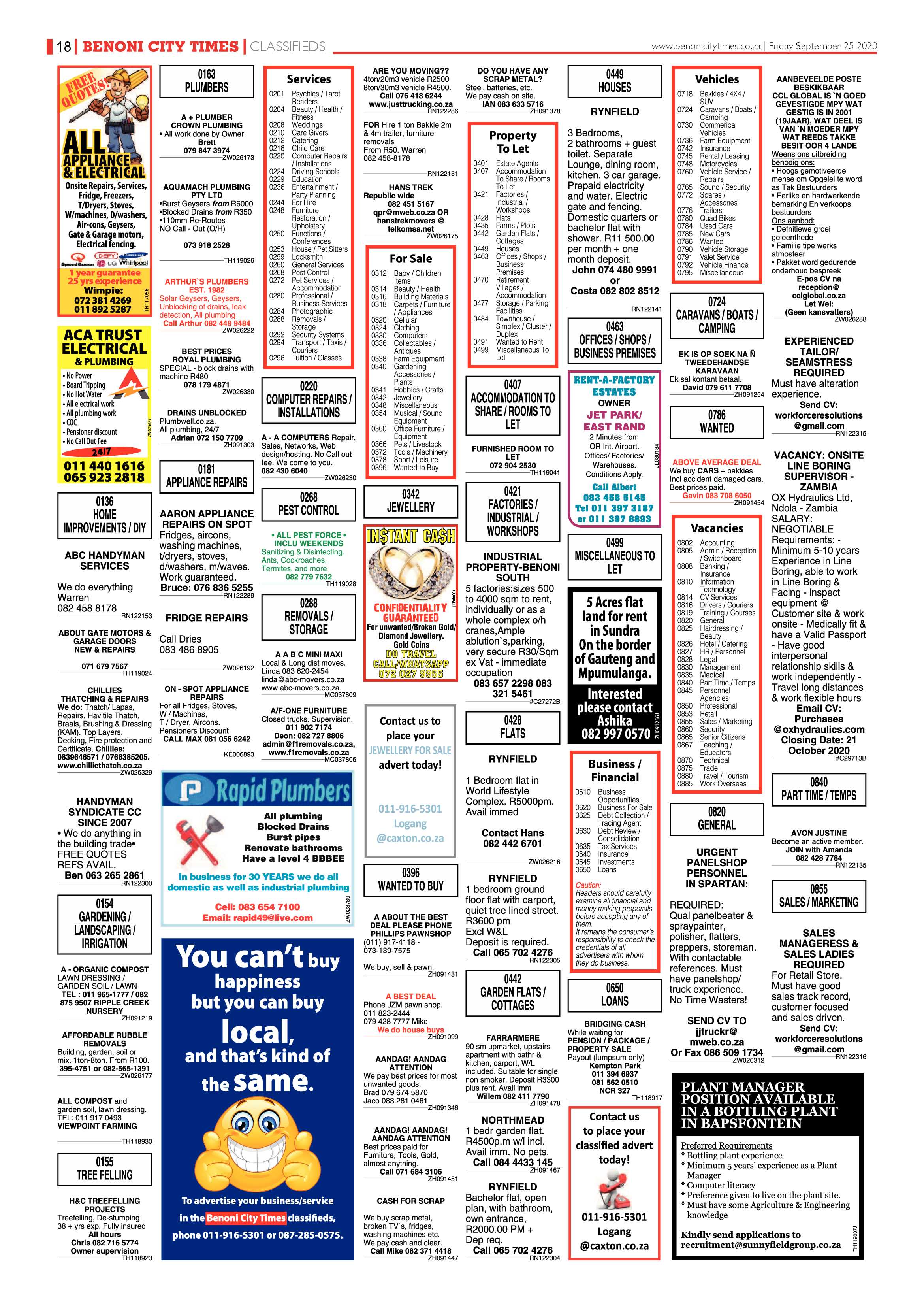 Benoni City Times 24 September 2020 page 18
