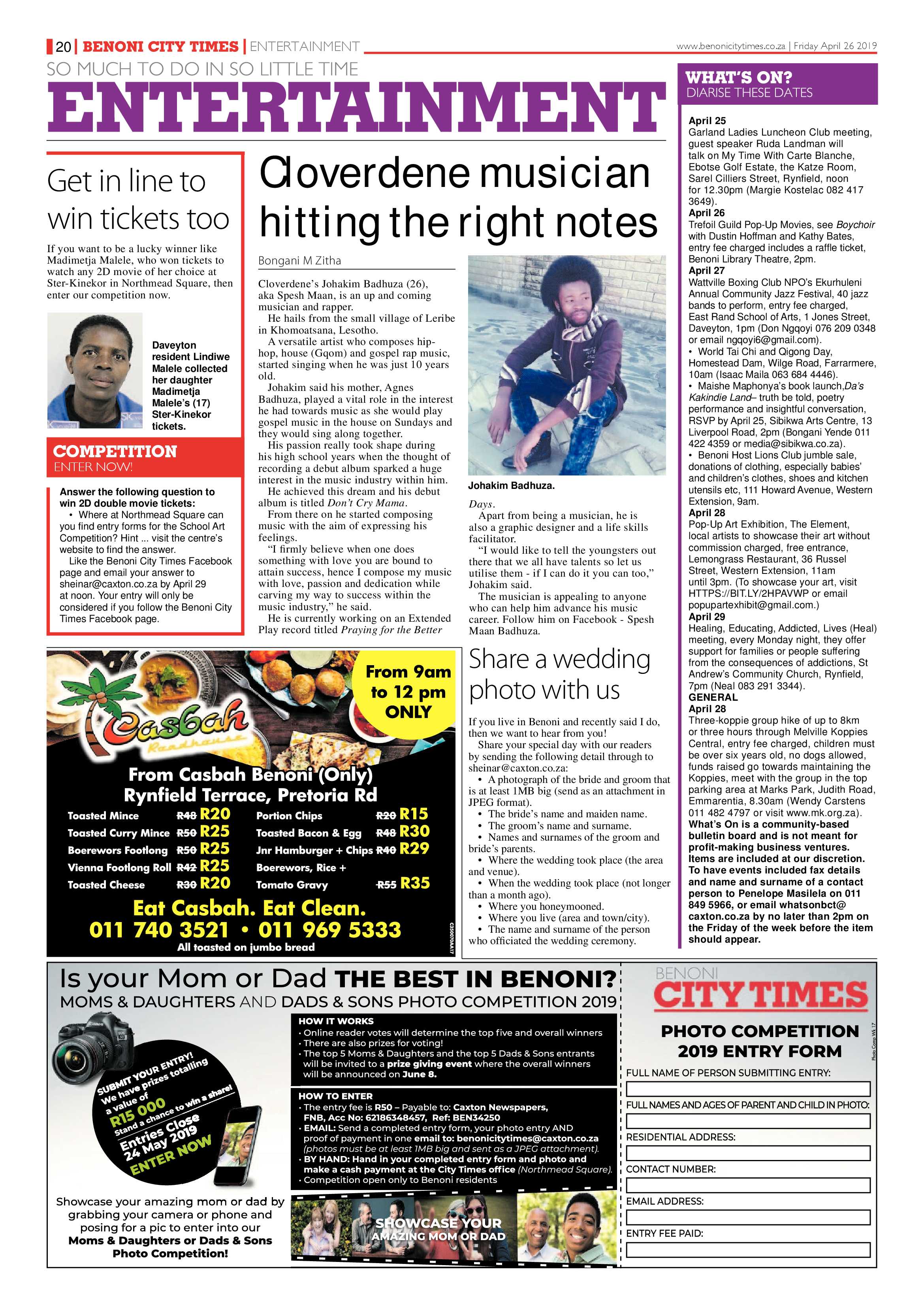Benoni City Times 25 April 2019 page 20