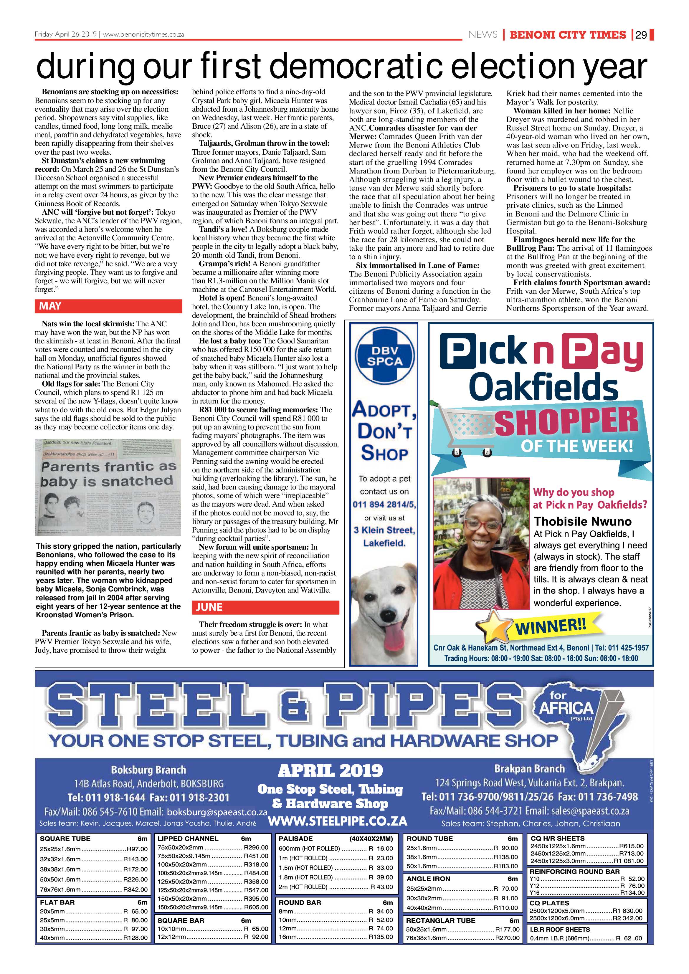Benoni City Times 25 April 2019 page 29