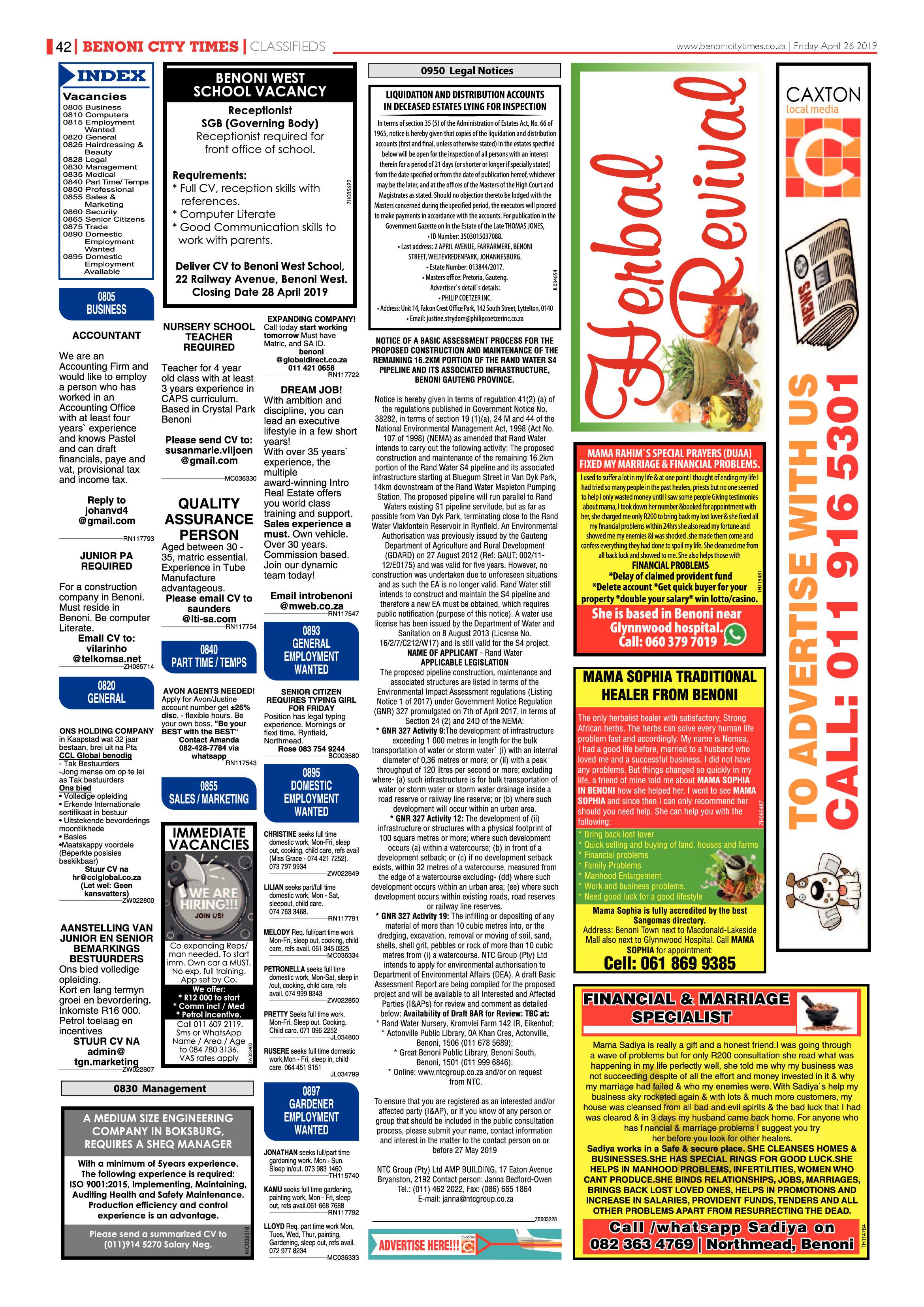 Benoni City Times 25 April 2019 page 42