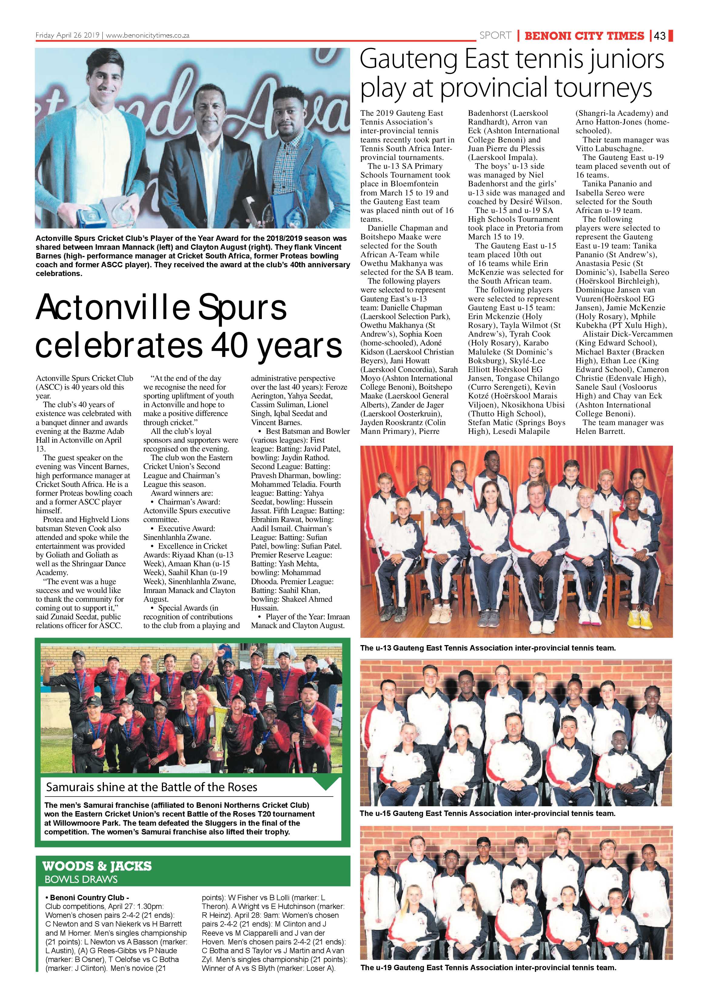 Benoni City Times 25 April 2019 page 43