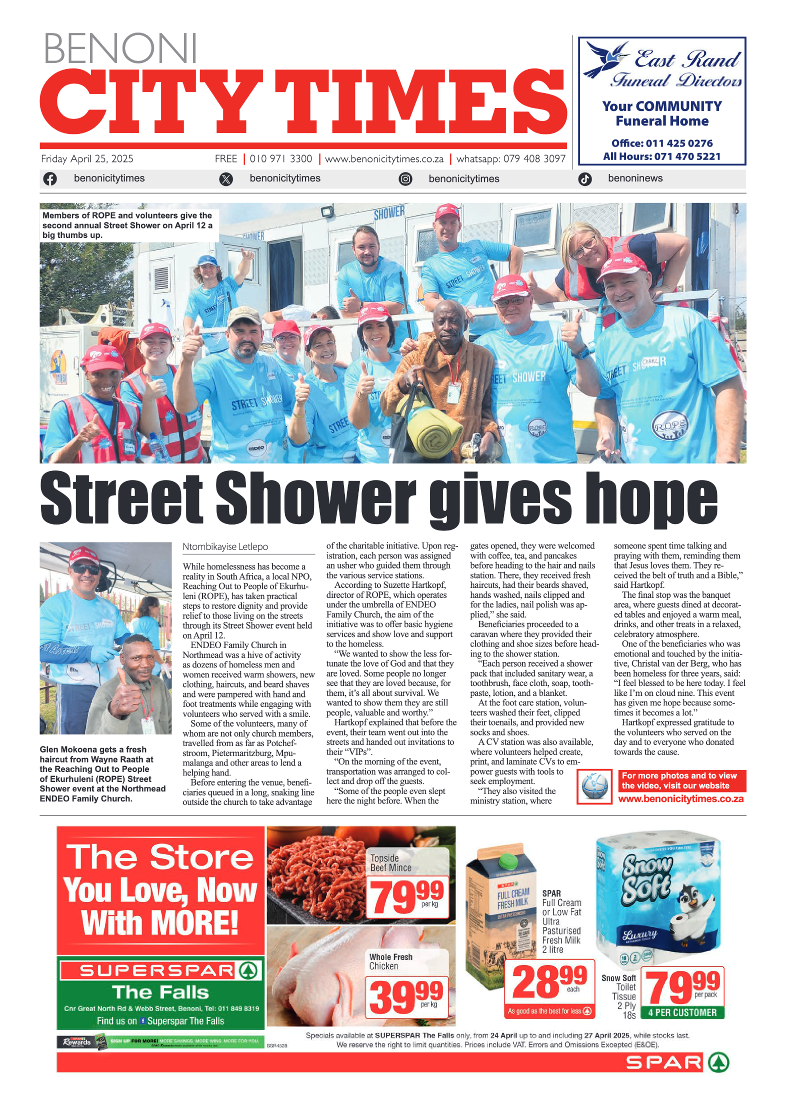 Benoni City Times 25 April 2025 page 1