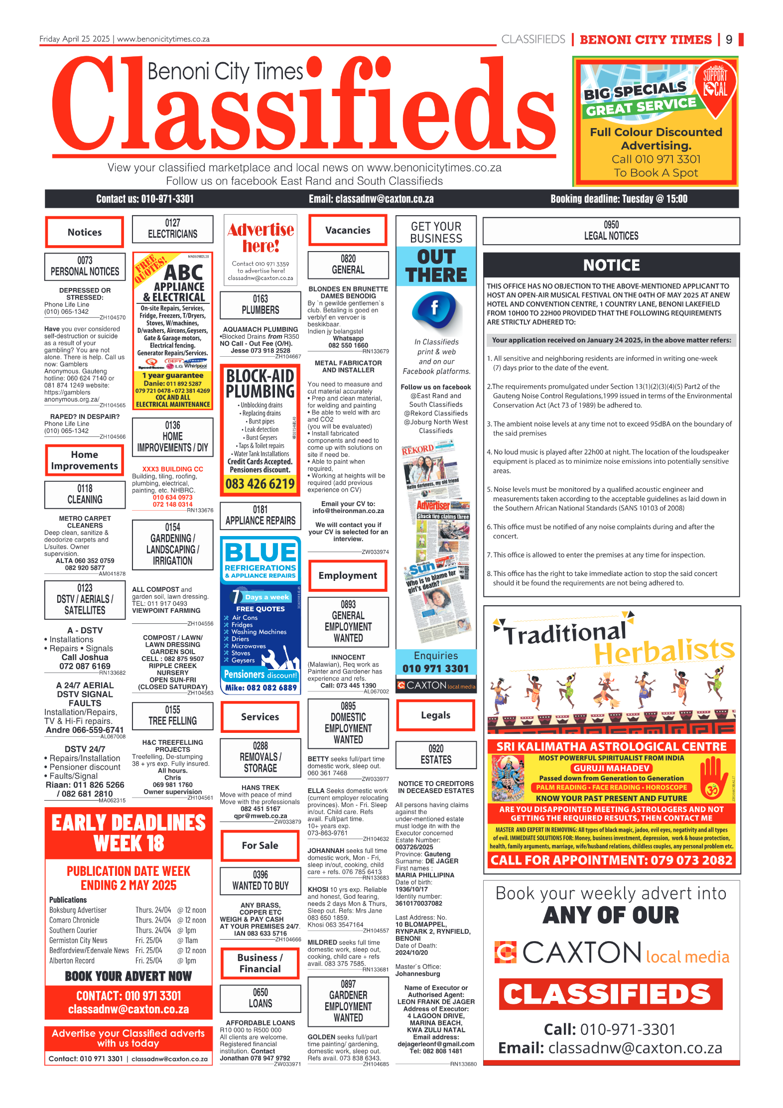 Benoni City Times 25 April 2025 page 9
