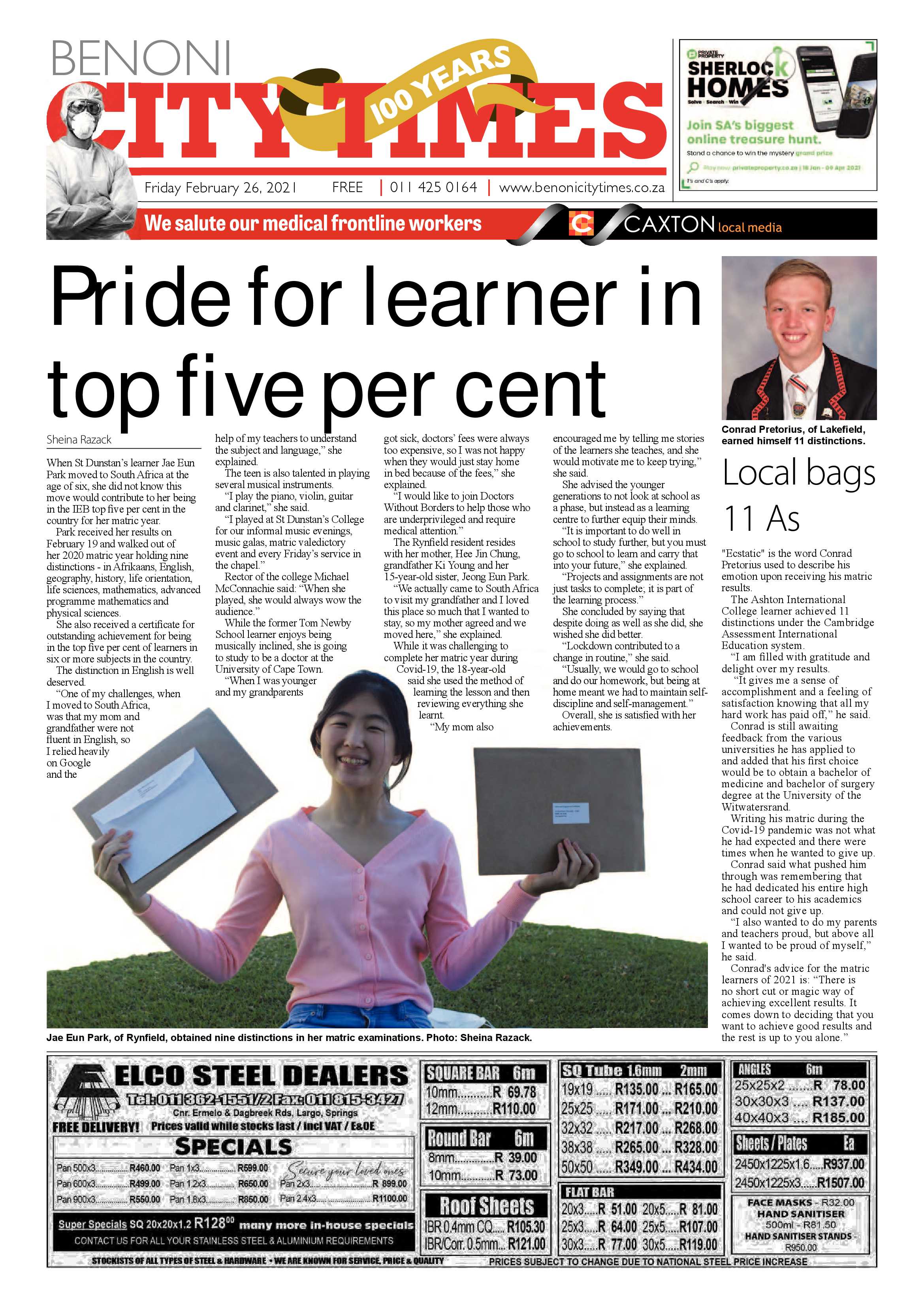 Benoni City Times 25 February 2021 page 1