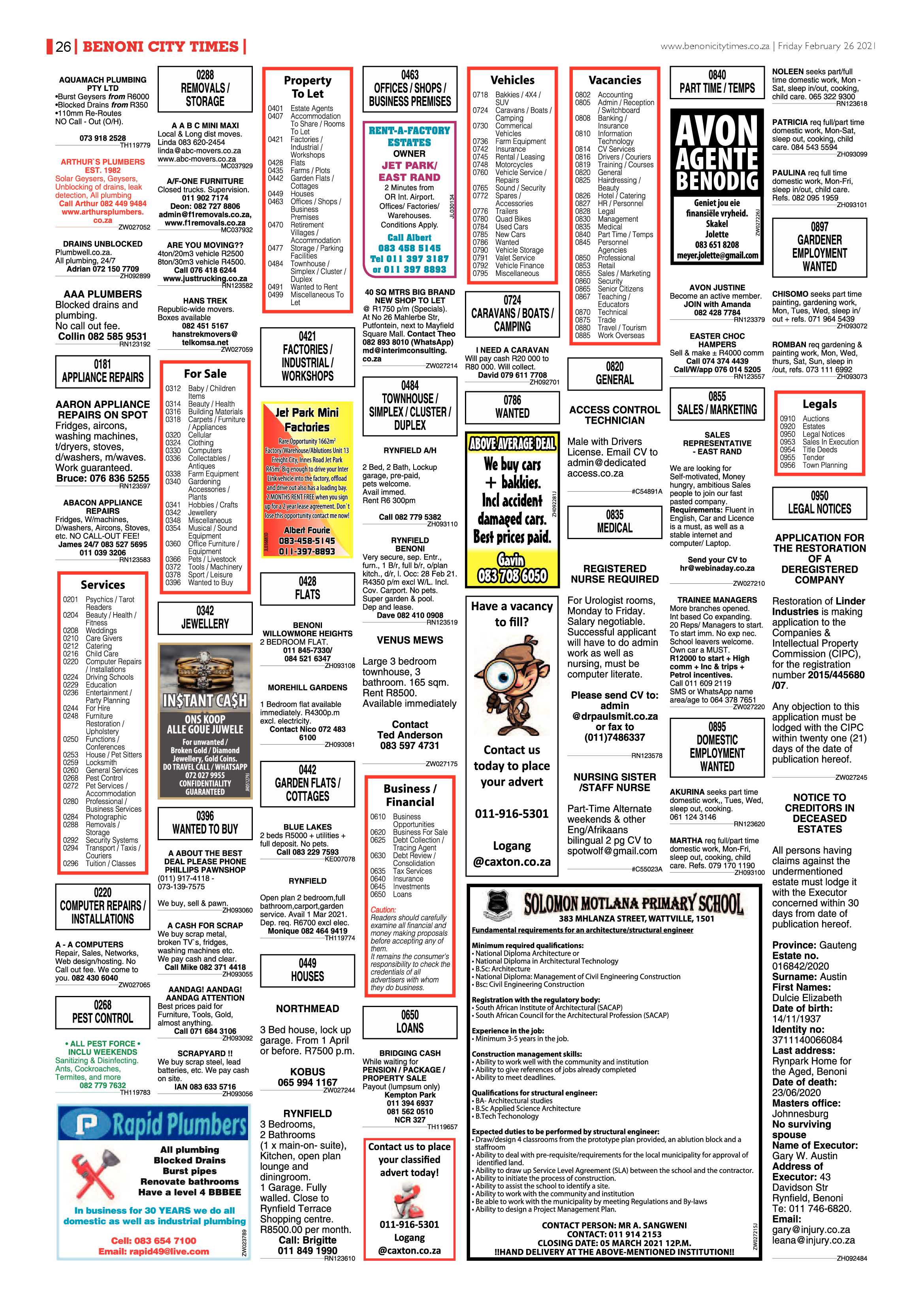 Benoni City Times 25 February 2021 page 26
